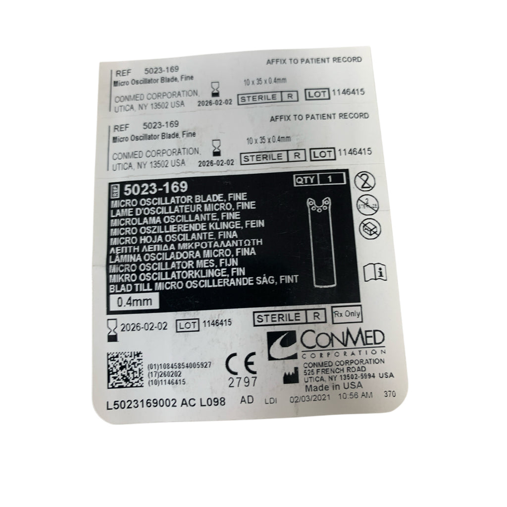 CONMED 5023-169 Micro Oscillator Blade Fine 10 x 35 x 0.4mm Exp 2026 02