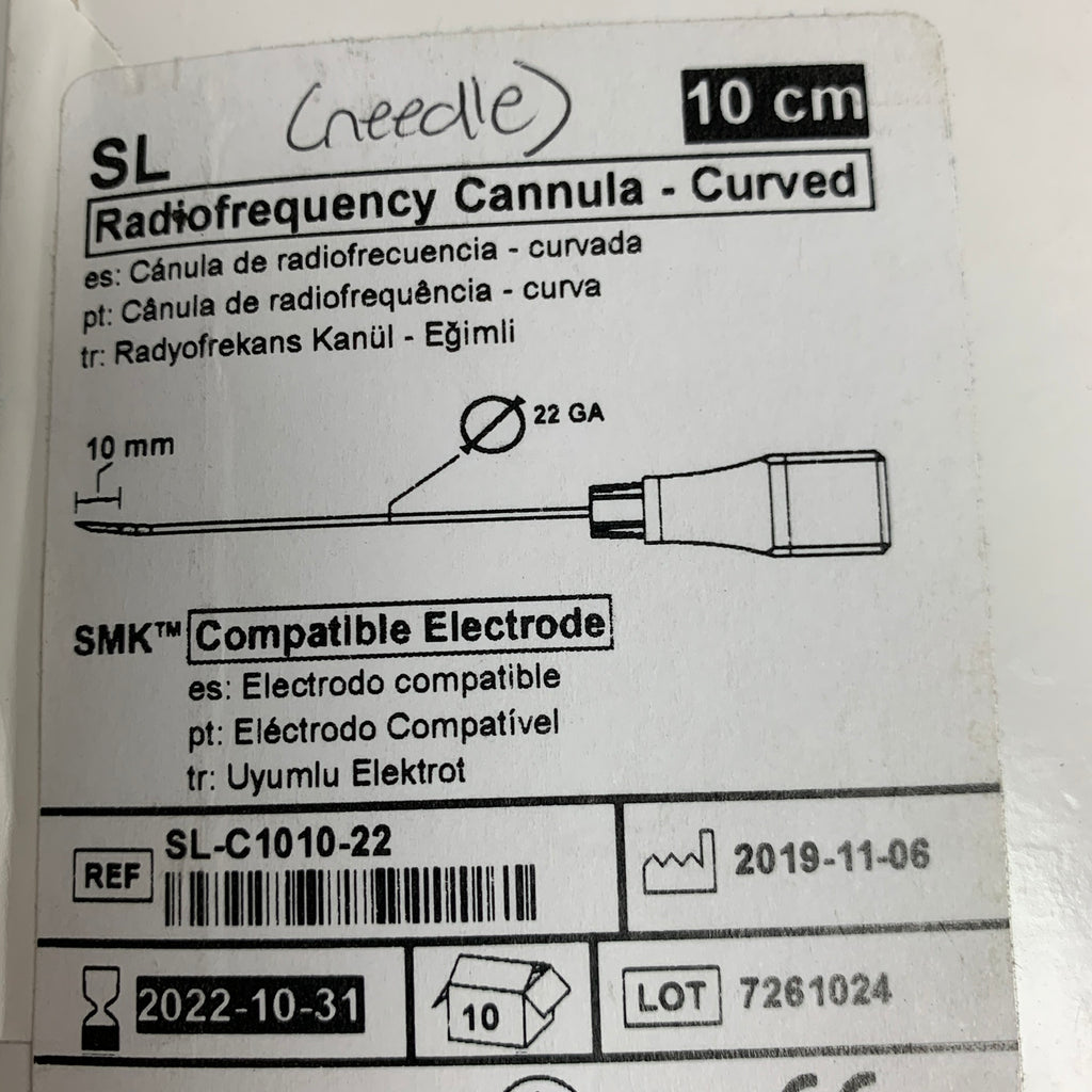 ST JUDE MEDICAL SL-C1010-22 Radiofrequency Cannula Curved 10 cm 22 GA Box of 10 EXP 2022 10