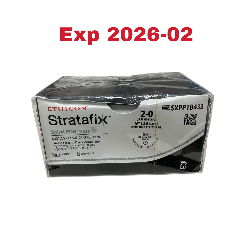 ETHICON REF SXPP1B433 Stratafix Spiral PDS Plus Knotless Tissue Control Device 2-0, 9" (23 cm) SH Taper BOX OF 12, Exp.2026/02