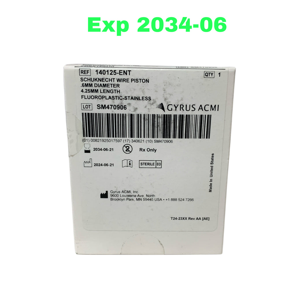 GYRUS ACMI REF 140125-ENT Schuknecht Wire Piston .6mm Diameter 4.25mm Length Fluoroplastic-Stainless, Exp.2034/06