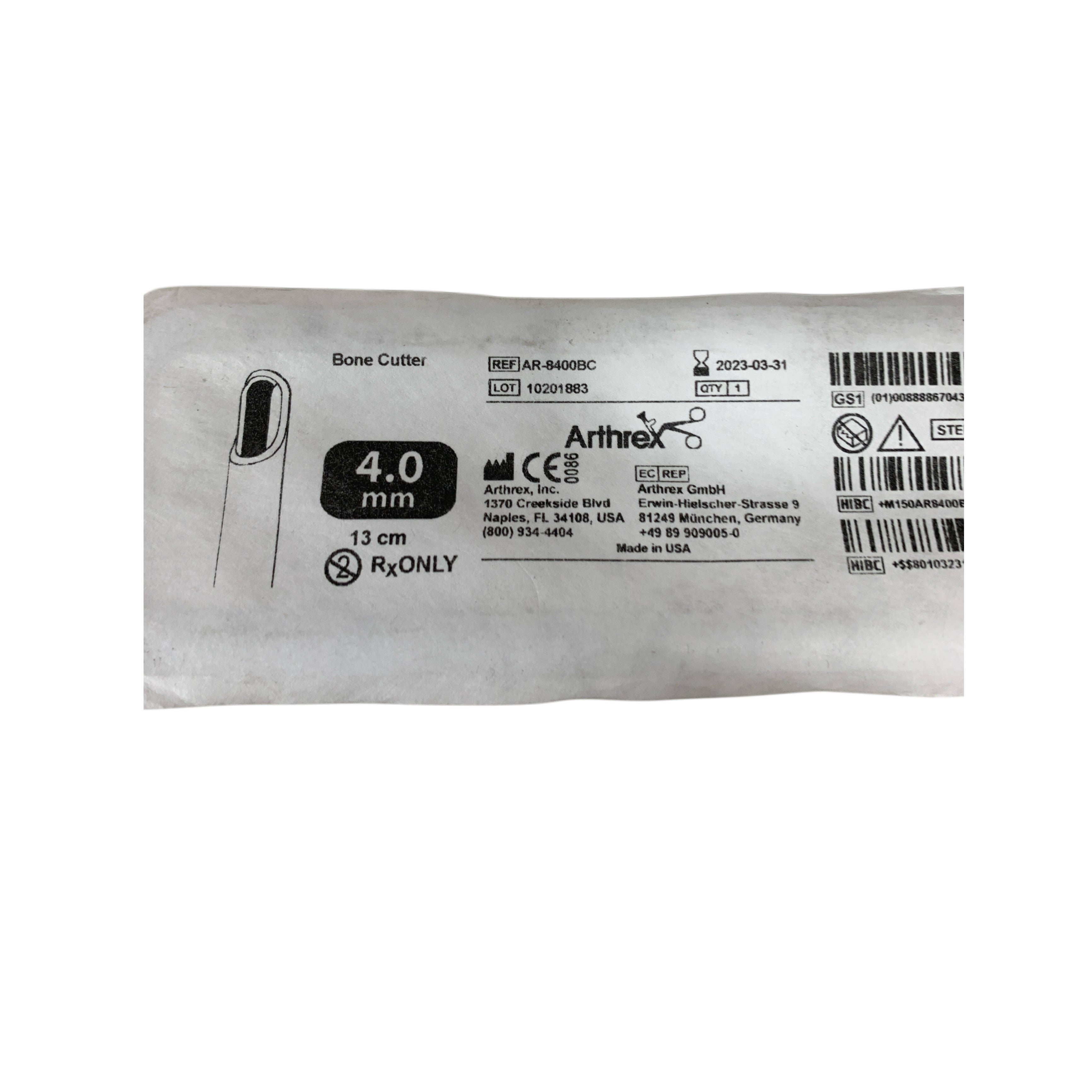 ARTHREX AR-8400BC  Bone Cutter 4.0 mm 13 cm Exp 2023 03