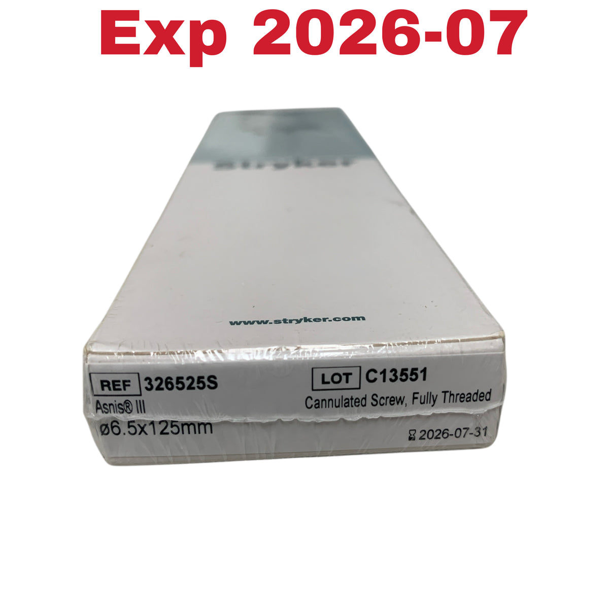Stryker 326525S Asnis III Cannulated Screw Fully Threaded 6.5x125mm Exp 2026 07