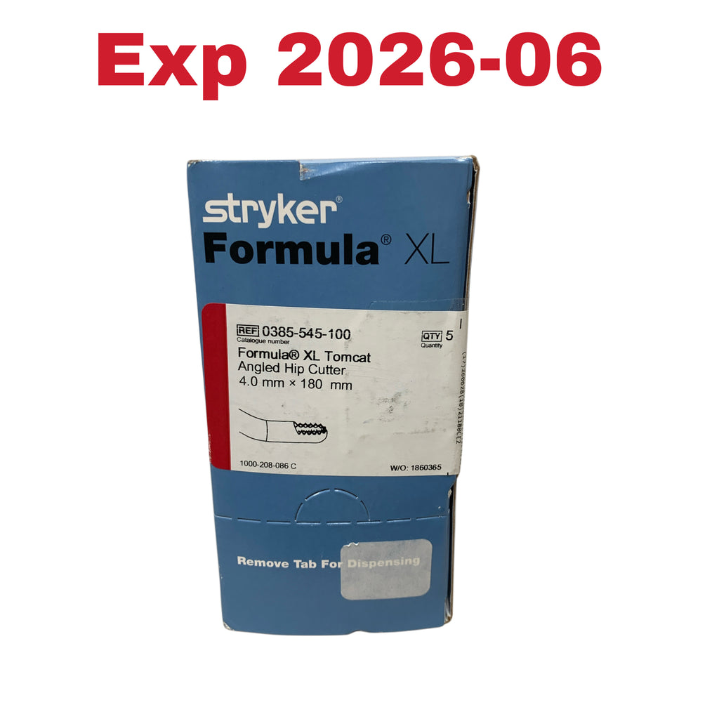 STRYKER 0385-545-100 Formula XL Tomcat Angled Hip Cutter 4.0mm x 180mm Box of 5 EXP 2026 06