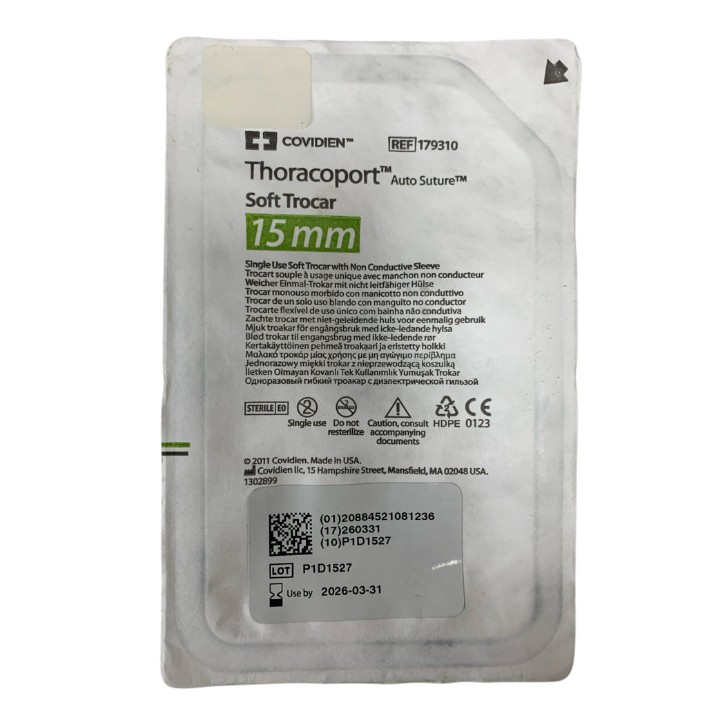 COVIDIEN REF 179310 Thoracoport Auto Suture Soft Trocar 15mm, Exp.2026/03