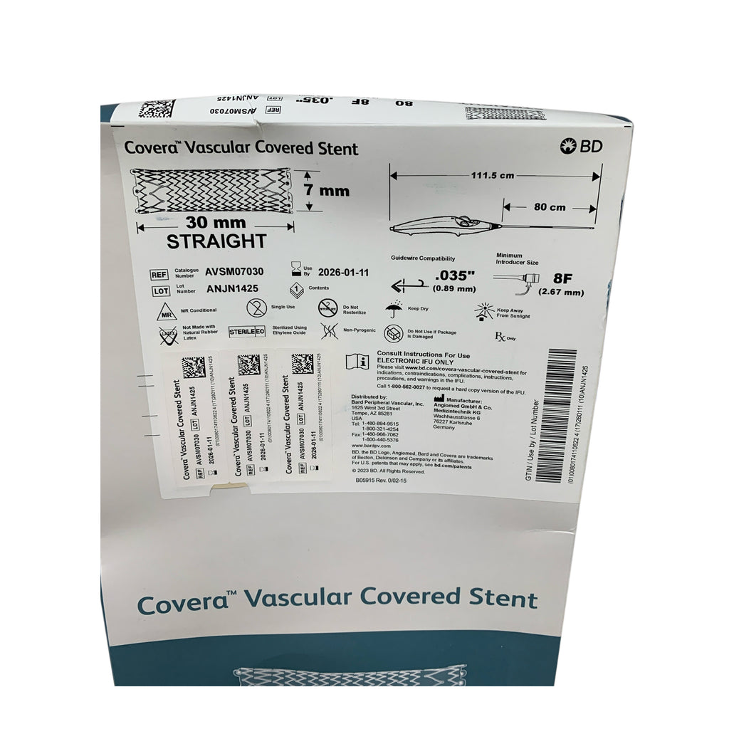 BD BARD AVSM07030 Covera Vascular Covered Stent 7mm 30mm Straight 8F 80cm Exp 2026 01