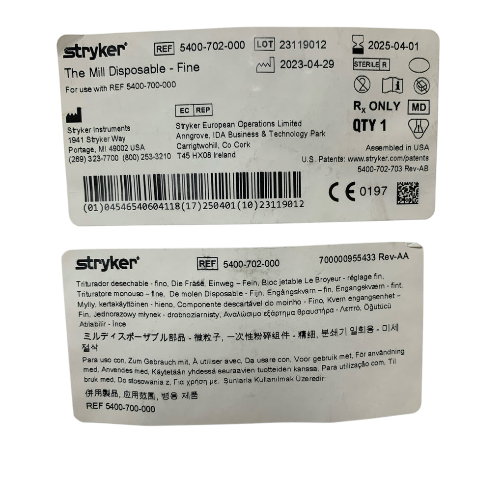 STRYKER REF 5400-702-000 The Mill Disposable Fine Exp 2025 04