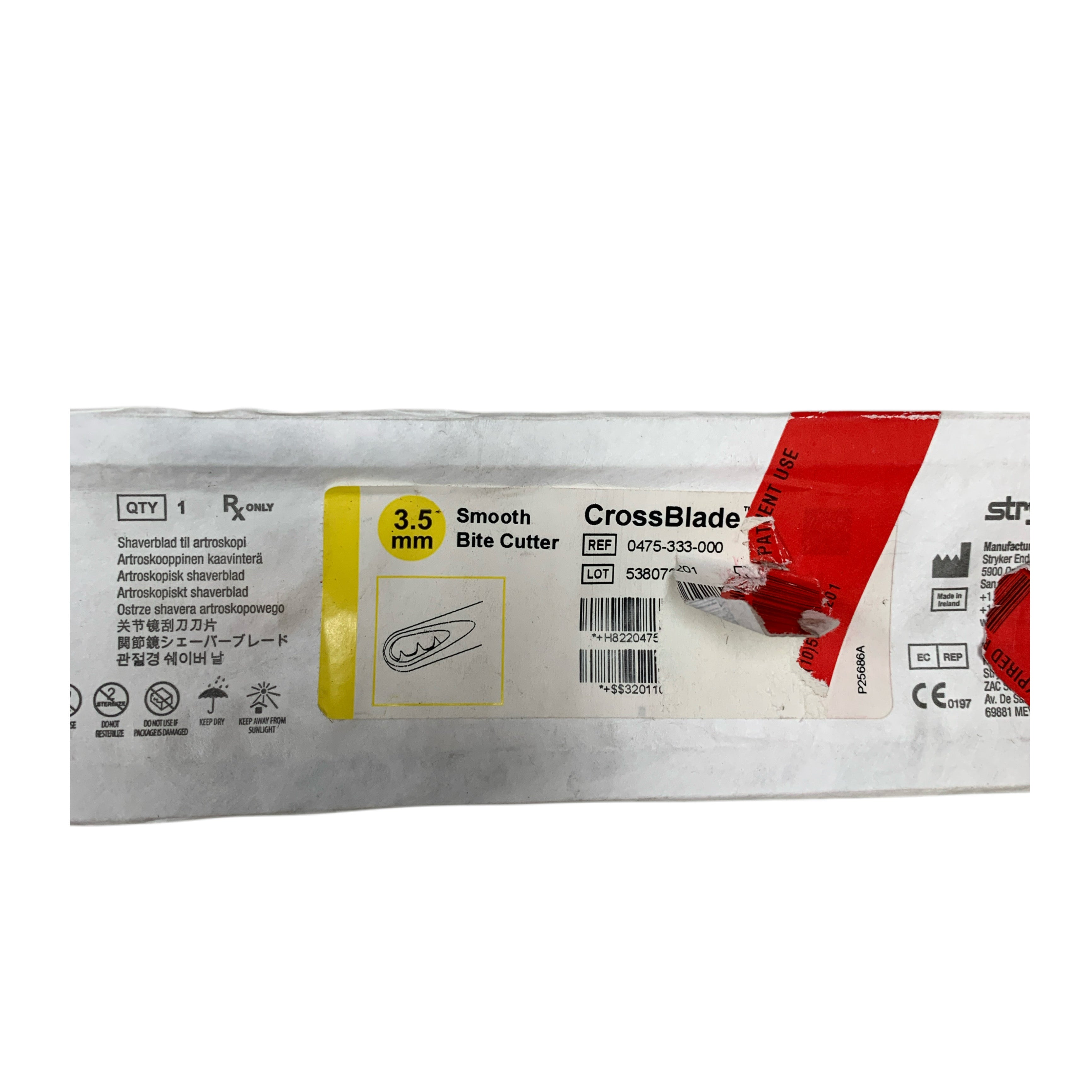 STRYKER REF 0475-333-000 CrossBlade Smooth Bite Cutter 3.5 mm Expired