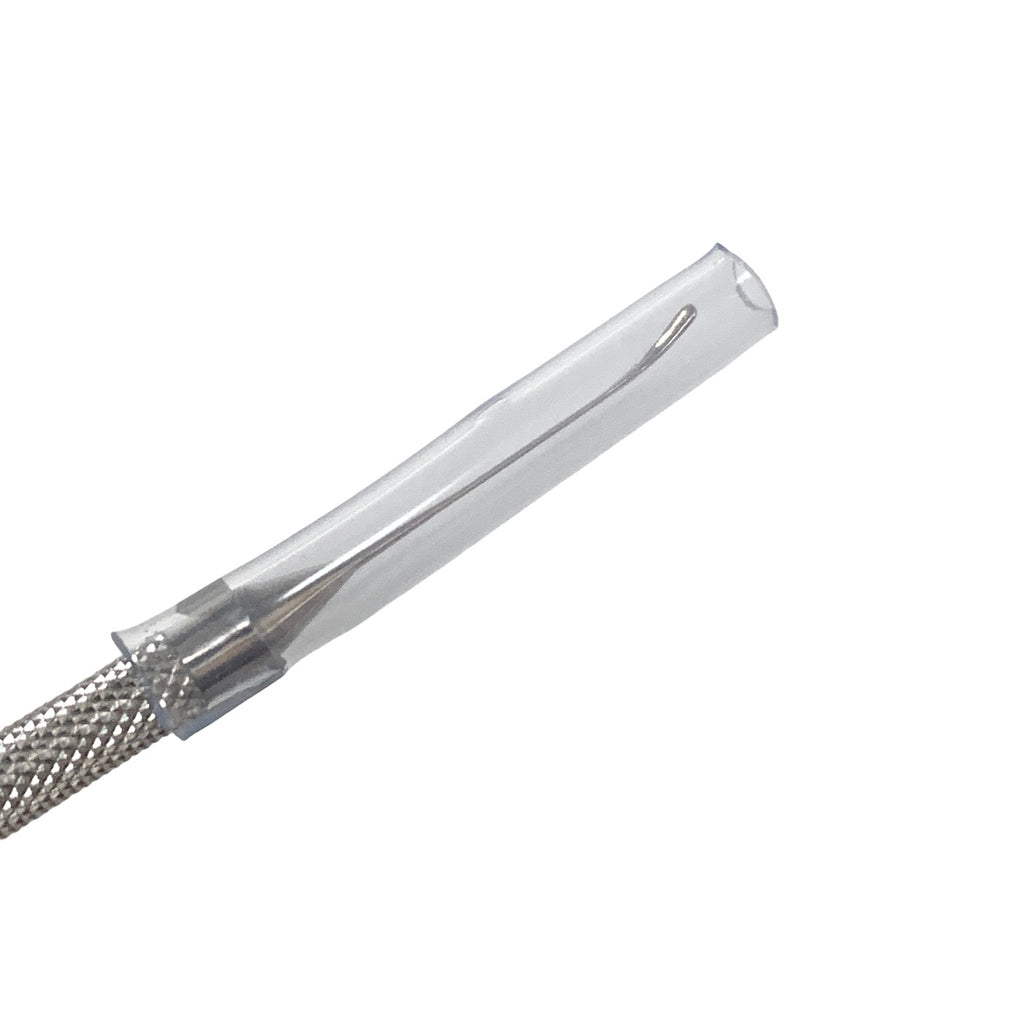 AMBLER REF 6773E Koch nucleus spatula 4 5/8'',slightly curved, 1.0mm wide duckbill-shaped tip, round handle