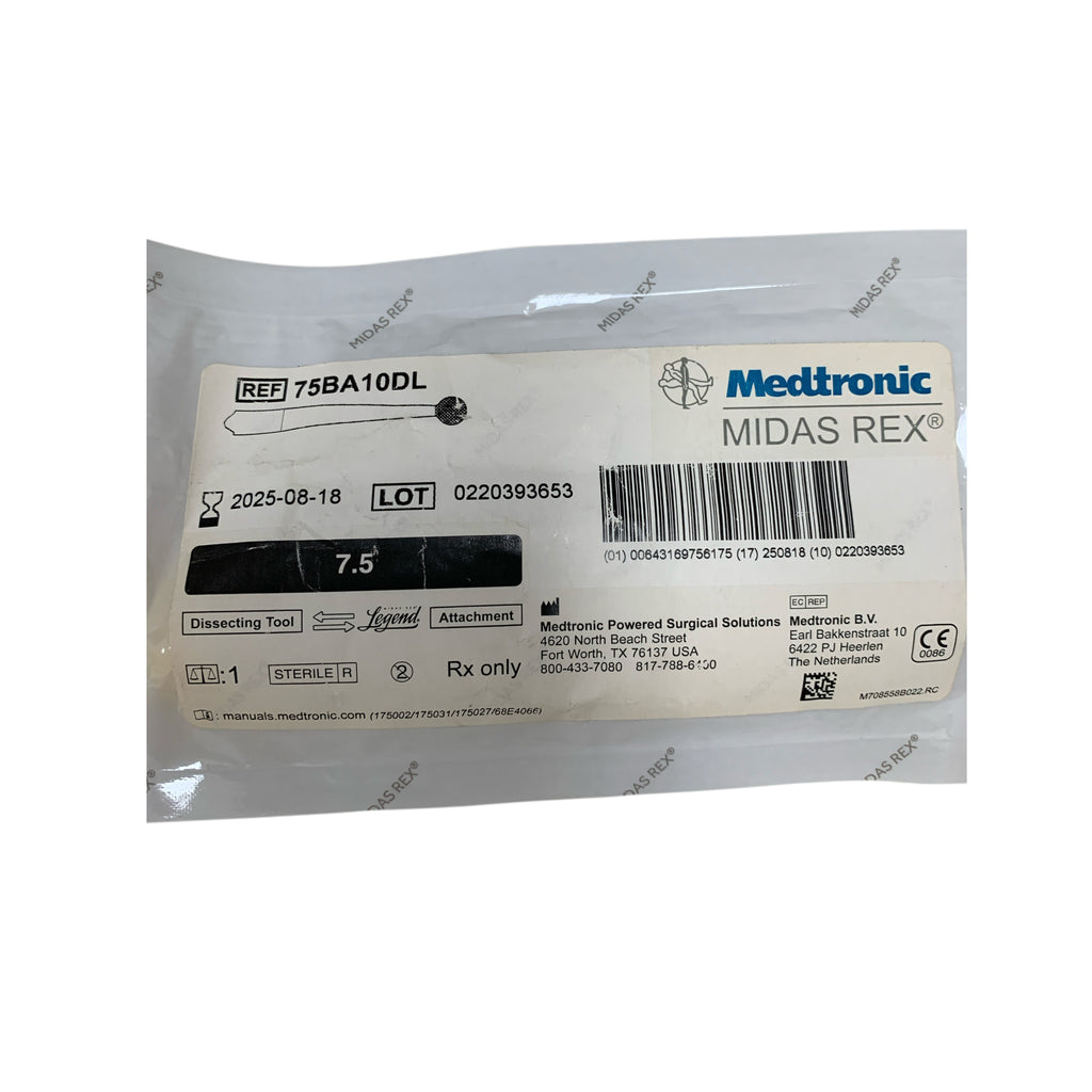 MEDTRONIC MIDAS REX 75BA10DL Legend Dissecting Tool Attachment 7.5 Exp 2025 08