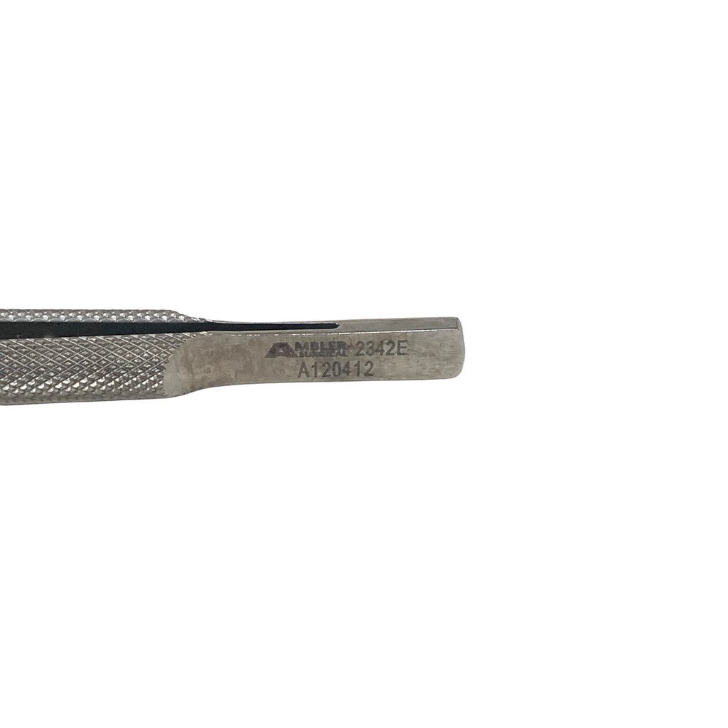 AMBLER REF 2485E Bonaccolto utility forceps 4 3/8'',straight shafts with 1.2 x 16.0mm jaws, serrated tips, narrow handle