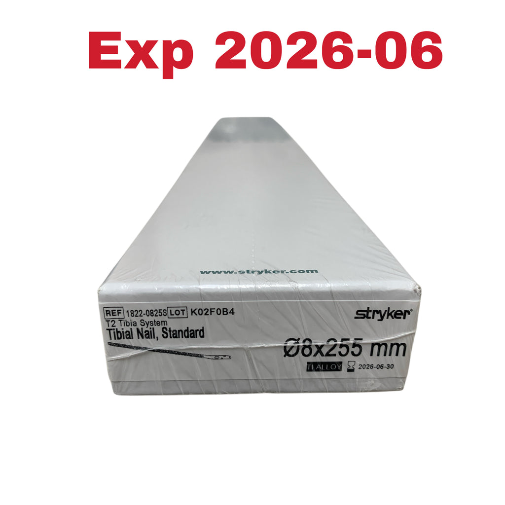 STRYKER 1822-0825S T2 Tibia System Tibial Nail Standard 8x255 mm Exp 2026 06