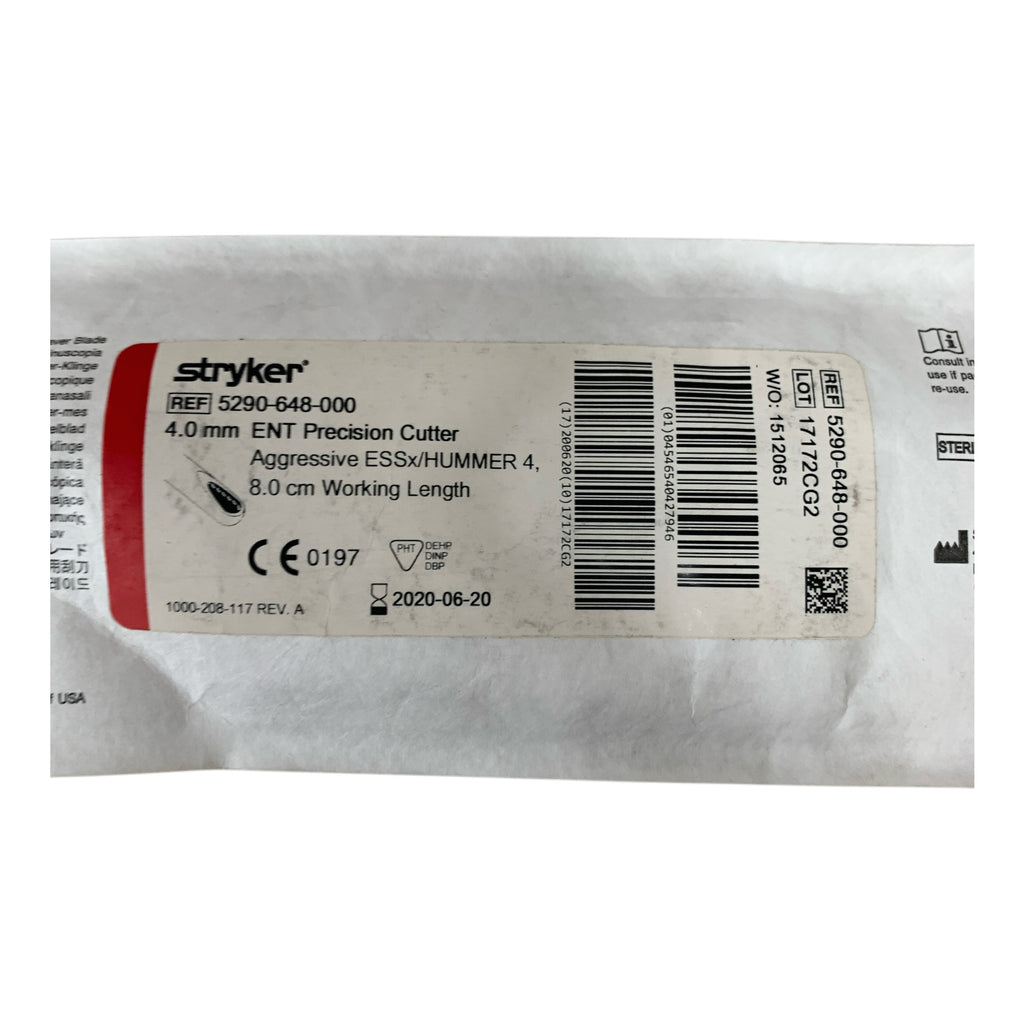 STRYKER 5290-648-000 4.0 mm ENT Precision Cutter Aggressive ESSx HUMMER 4 8.0 cm Working Length Exp 2020 06