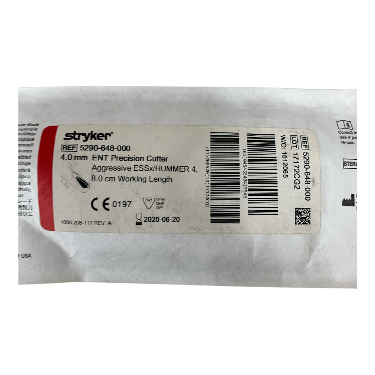 STRYKER 5290-648-000 4.0 mm ENT Precision Cutter Aggressive ESSx HUMMER 4 8.0 cm Working Length Exp 2020 06