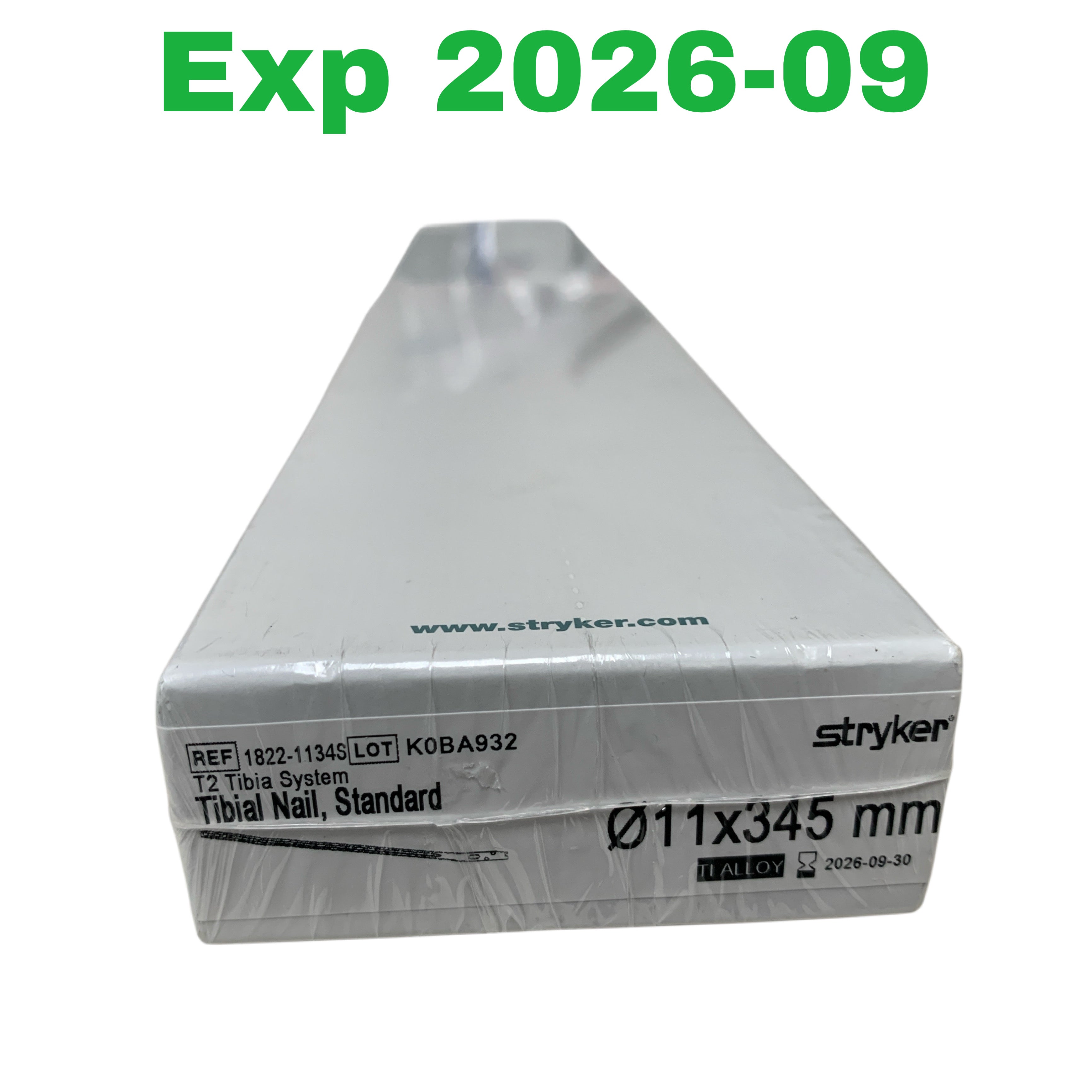 STRYKER REF 1822-1134S T2 Tibia System Tibial Nail Standard 11x345 mm TI Alloy, Exp.2026/09