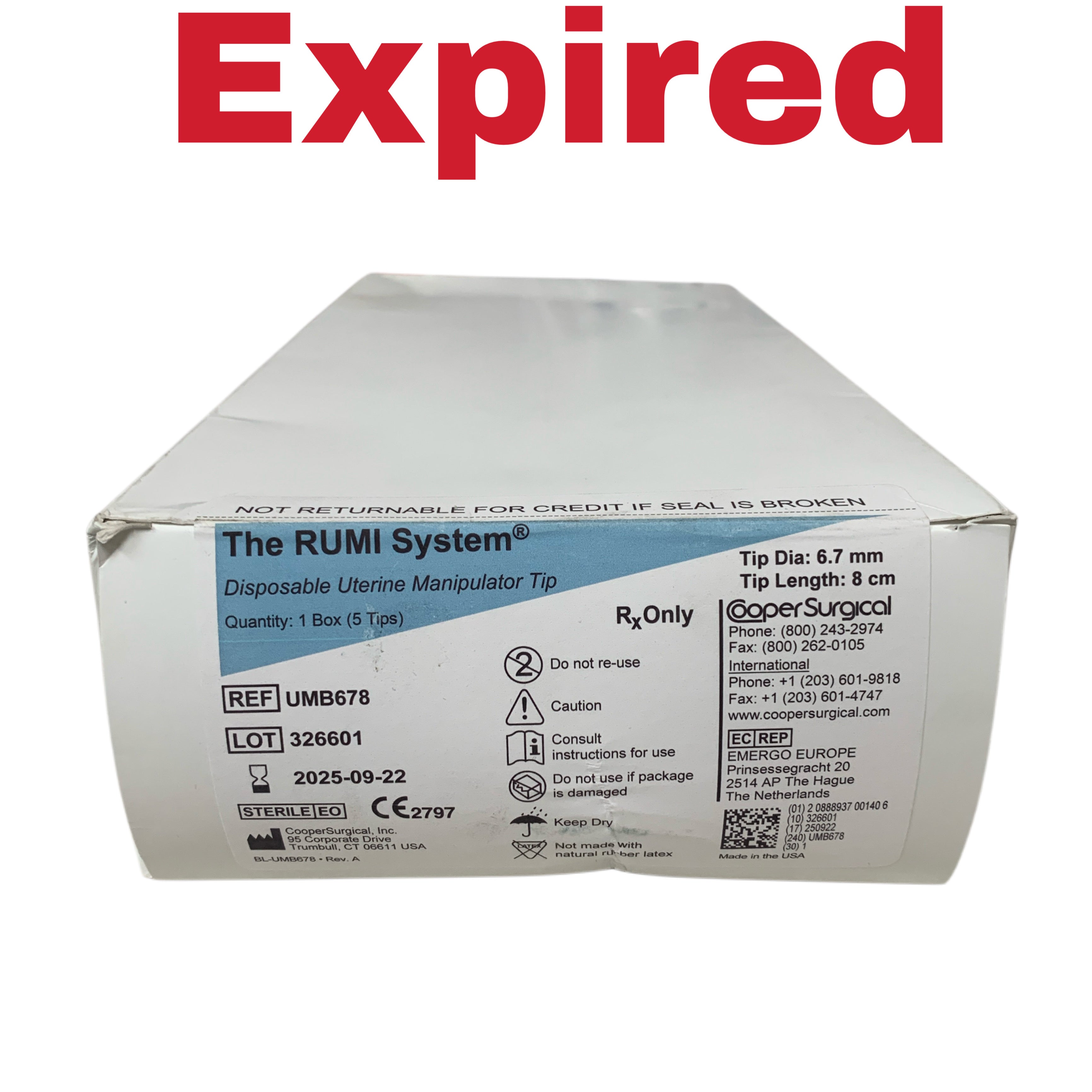 COOPER SURGICAL REF UMB678 The RUMI System Disposable Uterine Manipulator Tip Box of 5, Exp.2025/09