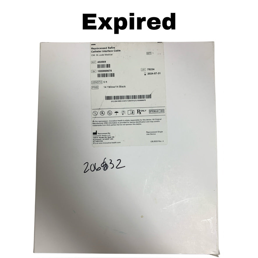 ST JUDE MEDICAL 402569 Safire Catheter Interface Cable 5ft (Reprocess By Innovative Health) EXP 2024 07
