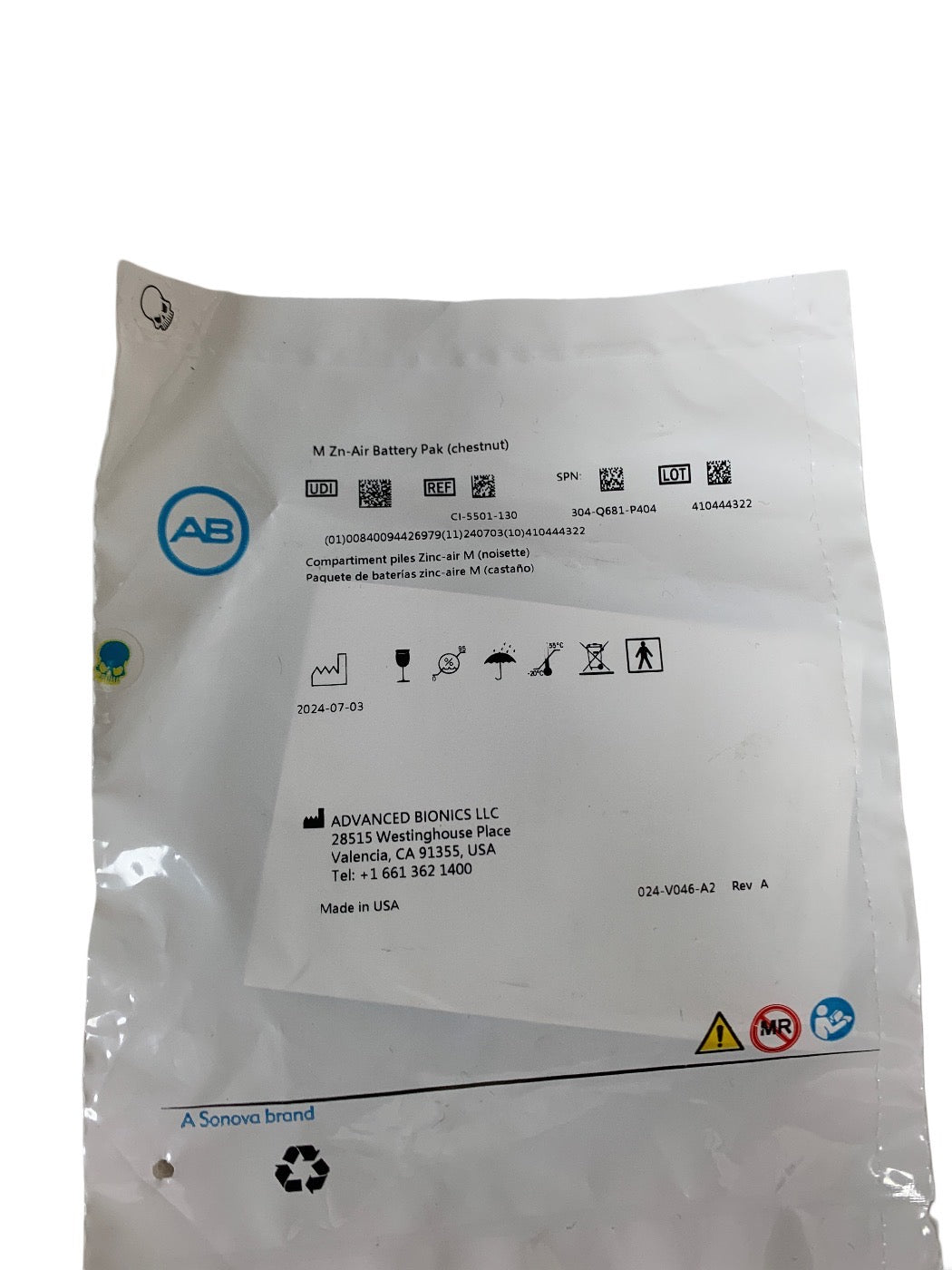 ADVANCED BIONICS CI-5501-130 M Zinc-Air Battery Pack Chestnut