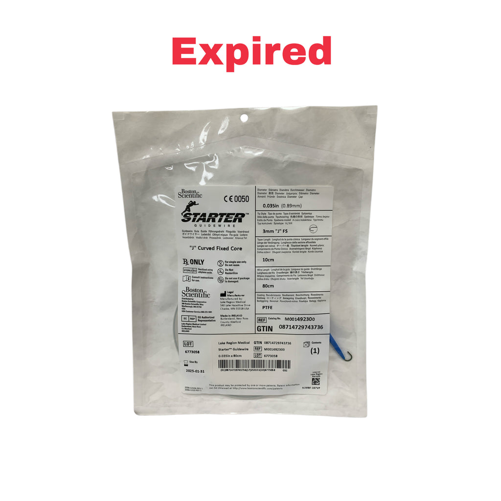 BOSTON SCIENTIFIC REF M001492300 Starter Guidewire "J" Curved Fixed Core 0.035in x 80cm, Exp.2025/01