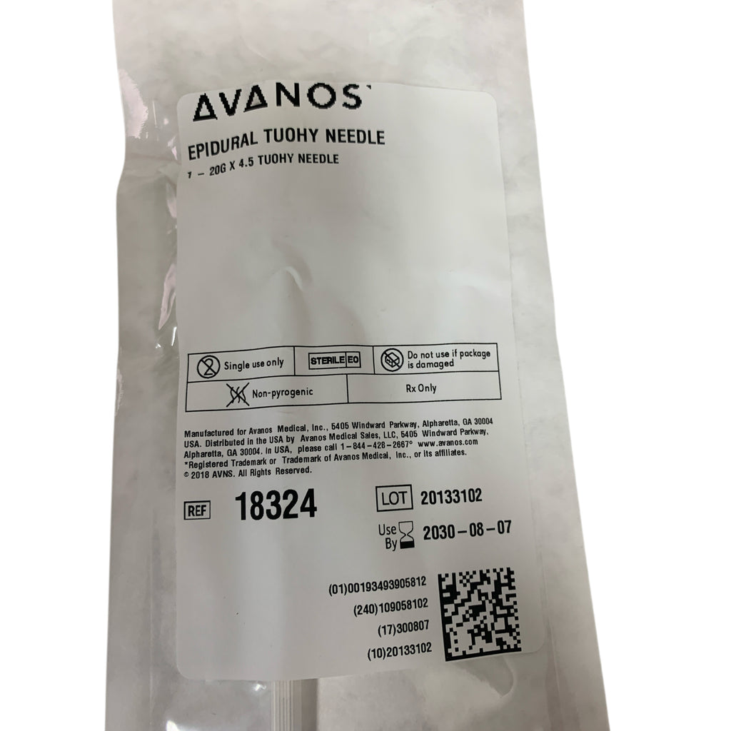 AVANOS 18324 Epidural Tuohy Needle 20G X 4.5 Exp 2030 08