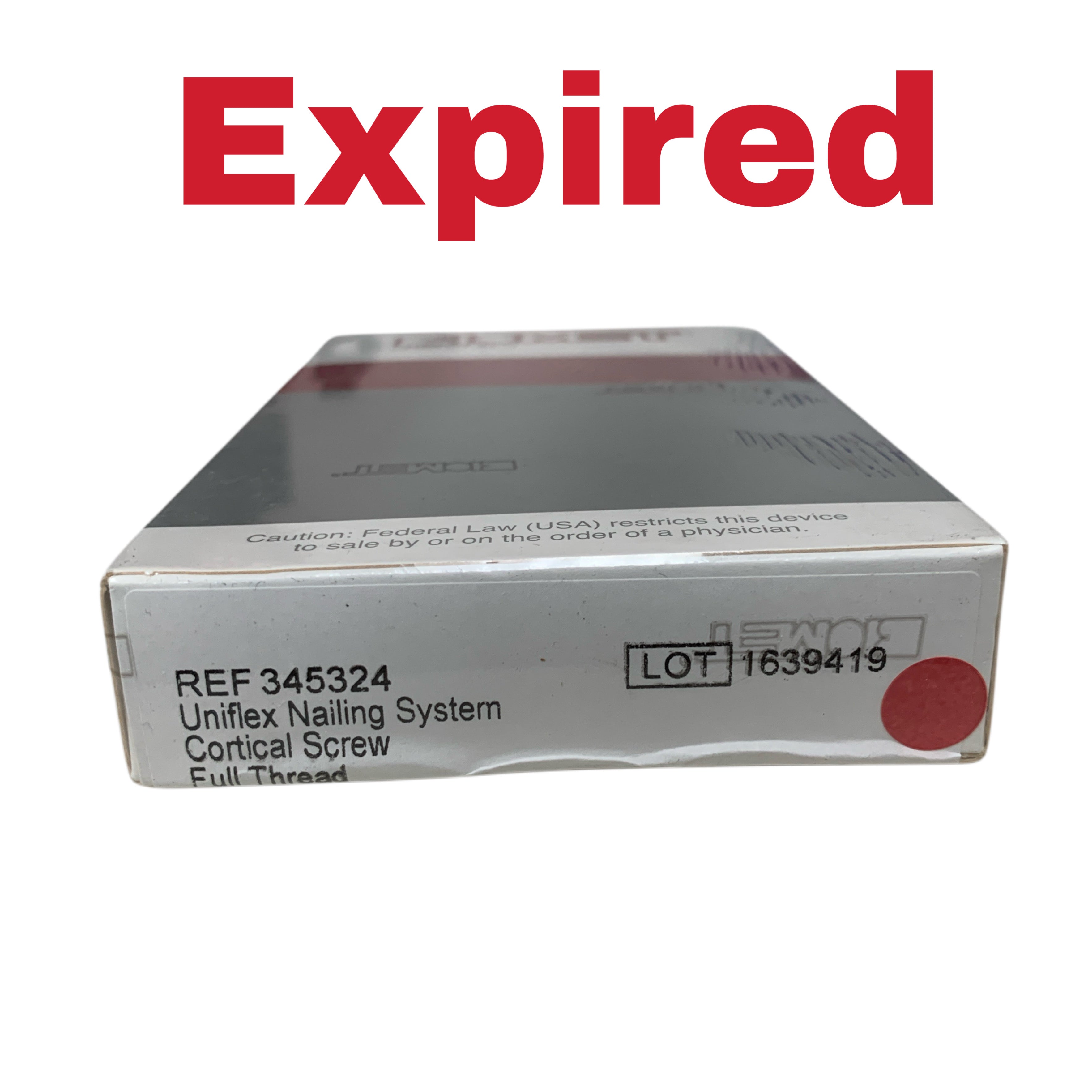 BIOMET REF 345324 Uniflex Nailing System Cortical Screw Full Thread Titanium 4.5x24mm Exp 2019 01