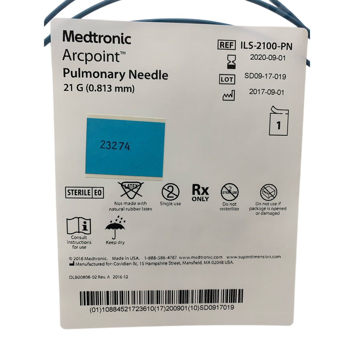 MEDTRONIC ILS-2100-PN Arcpoint Pulmonary Needle 21 G 0.813 mm Exp 2020 09