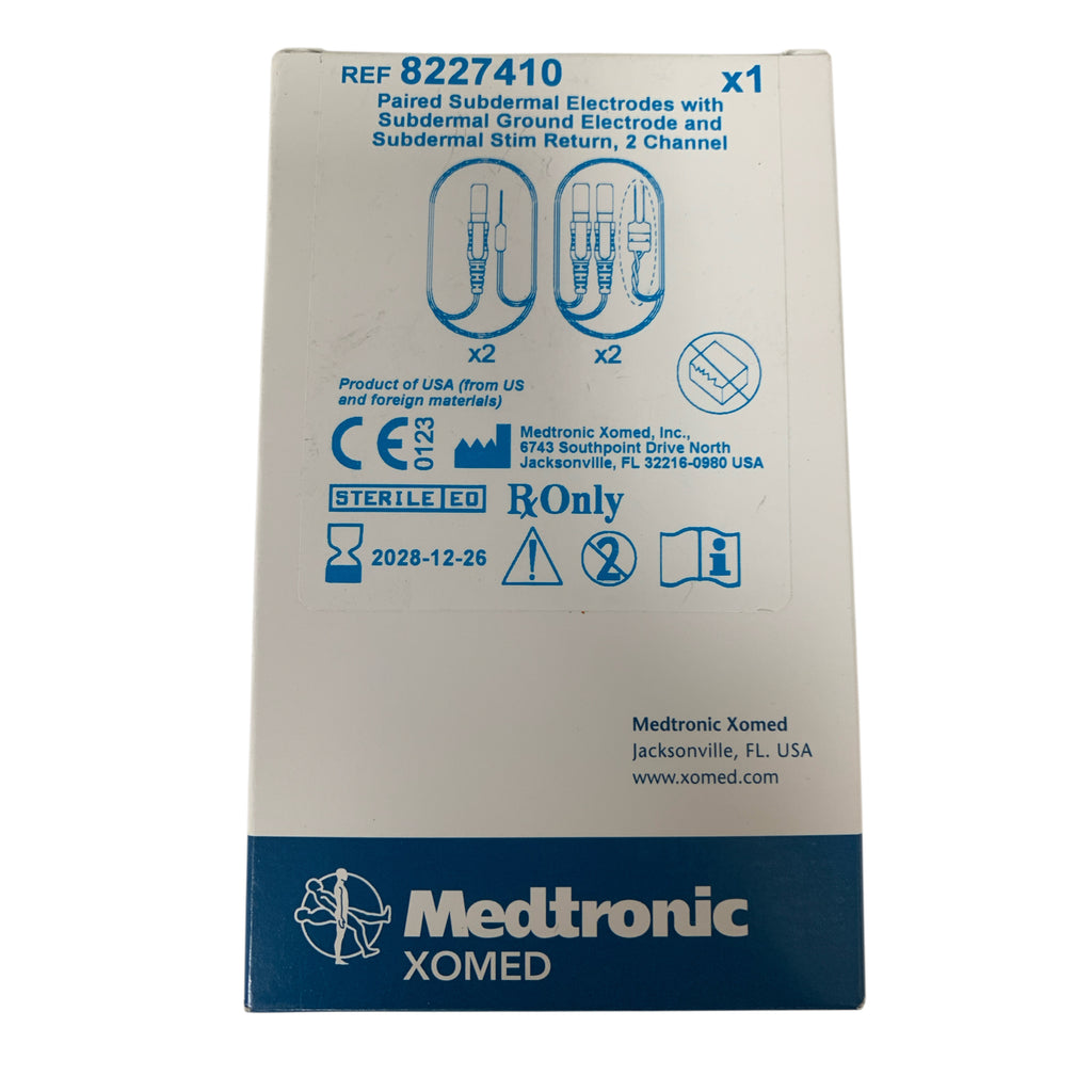 MEDTRONIC Xomed REF 8227410 Paired Subdermal Electrodes with Subdermal Ground Electrode and Subdermal Stim Return 2 Channel Exp.2028/12