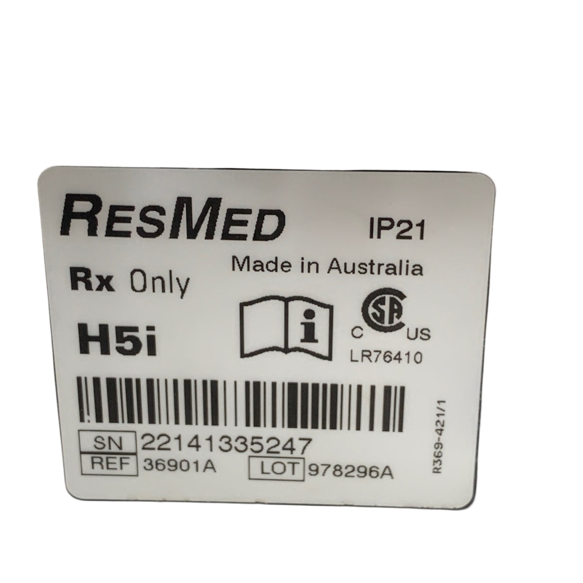 RESMED 36010A S9 VPAP With 36901A H5i Humidifier With Power Supply