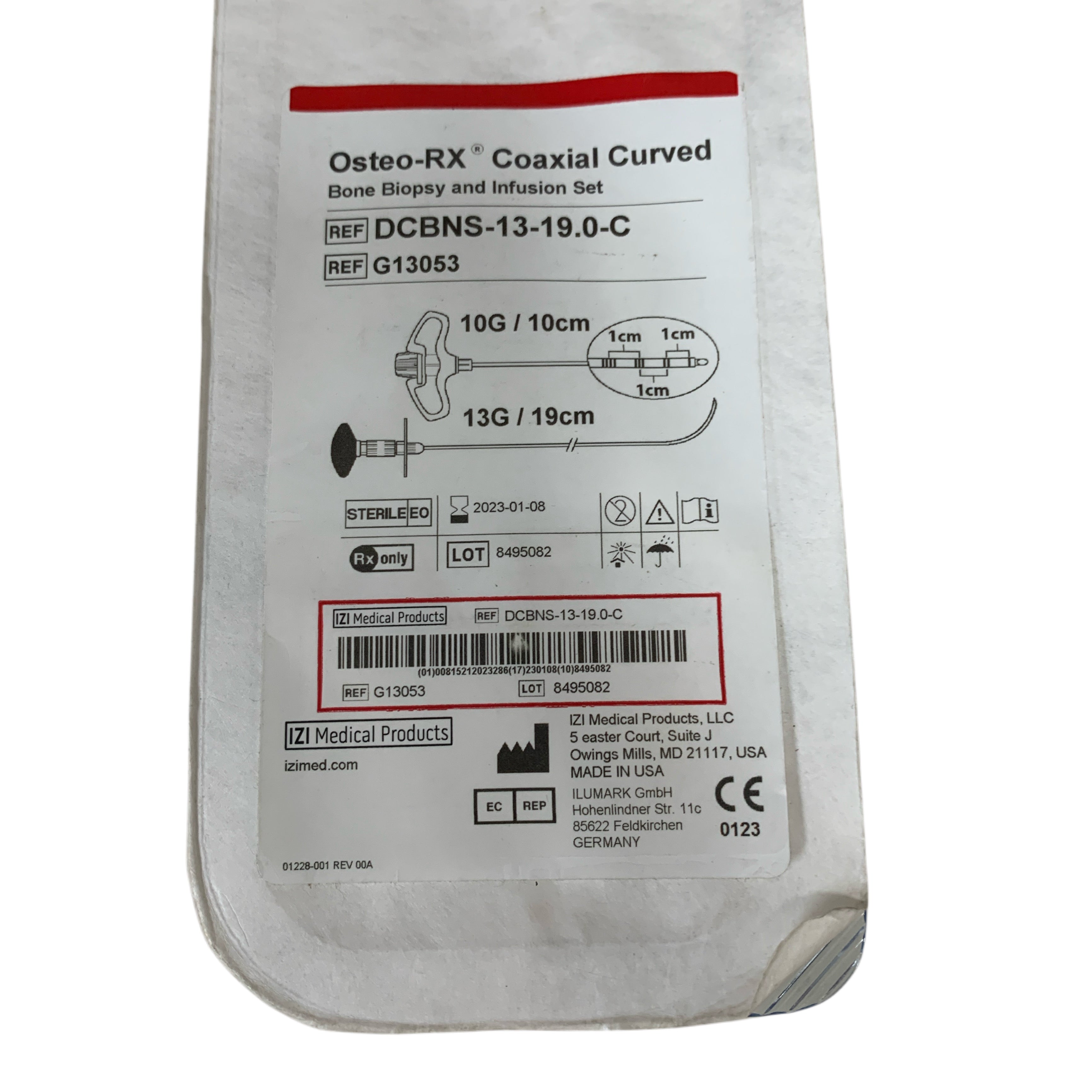 COOK REF DCBNS-13-19.0-C / G13053 Osteo-RX Coaxial Curved Bone Biopsy and Infusion Set 10G/10cm 13G/19cm Exp 2023 01