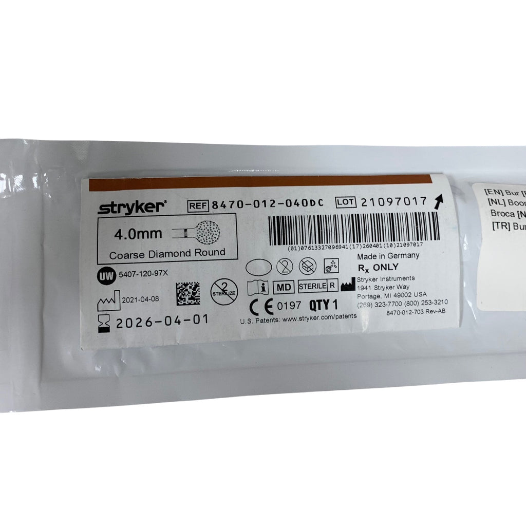 STRYKER 8470-012-040DC 4.0mm Coarse Diamond Round Bur Exp 2026 04
