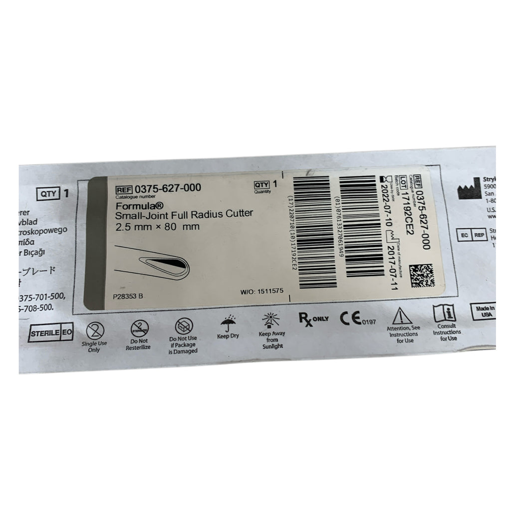 STRYKER REF 0375-627-000 Formula Small Joint Full Radius Cutter 2.5 mm x 80 mm Exp 2022 07