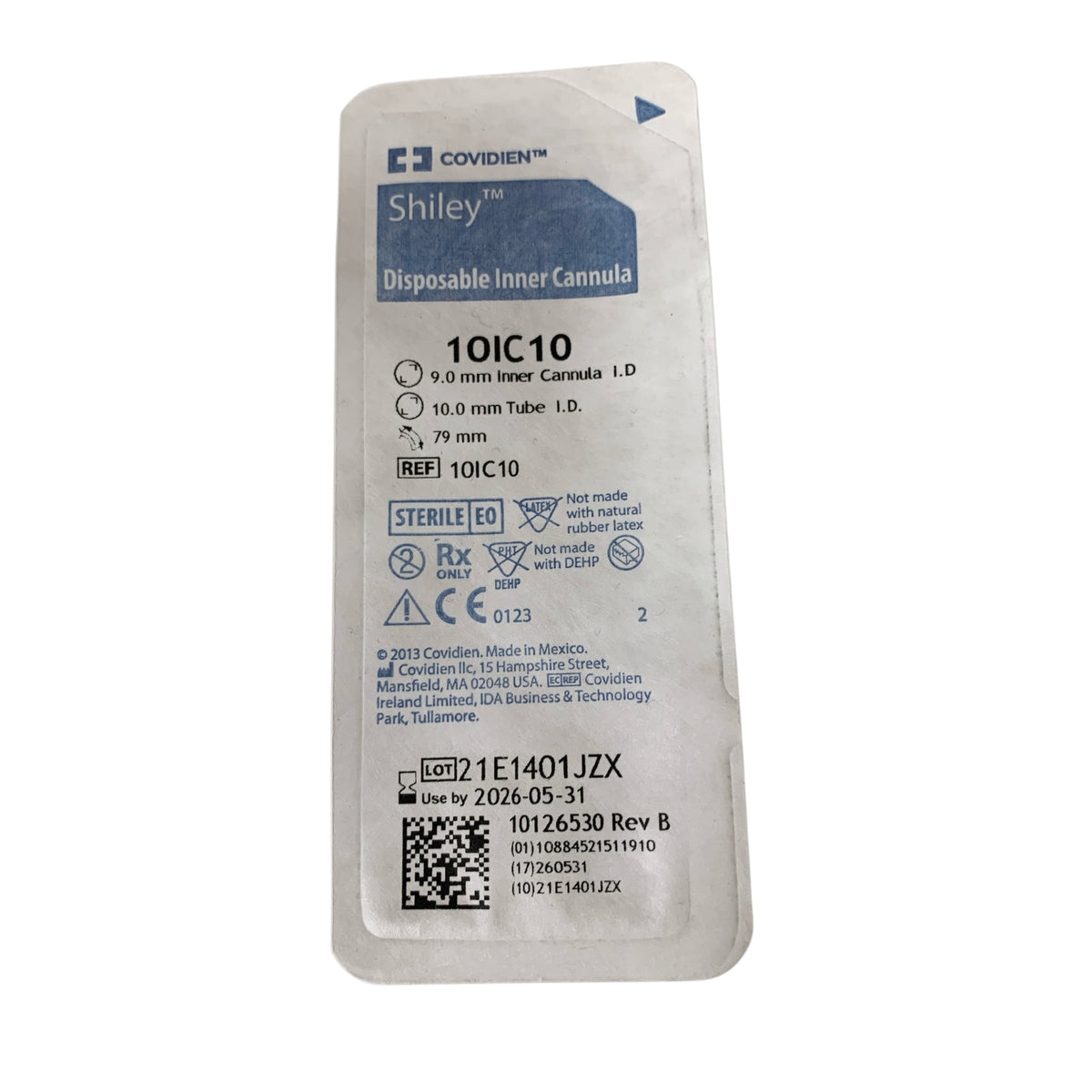 COVIDIEN 10IC10 Shiley Disposable Inner Cannula 9.0 mm I.D 10.0 mm Tube I.D 79 mm Exp 2026 05