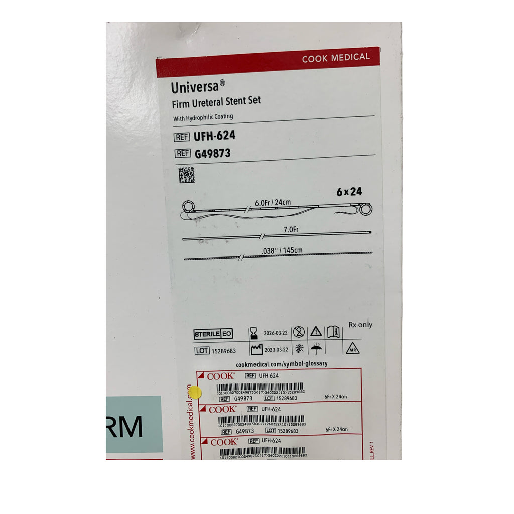 COOK MEDICAL UFH-624 / G49873 Universa Firm Ureteral Stent Set With Hydrophilic Coating 6Fr x 24cm Exp 2026 03
