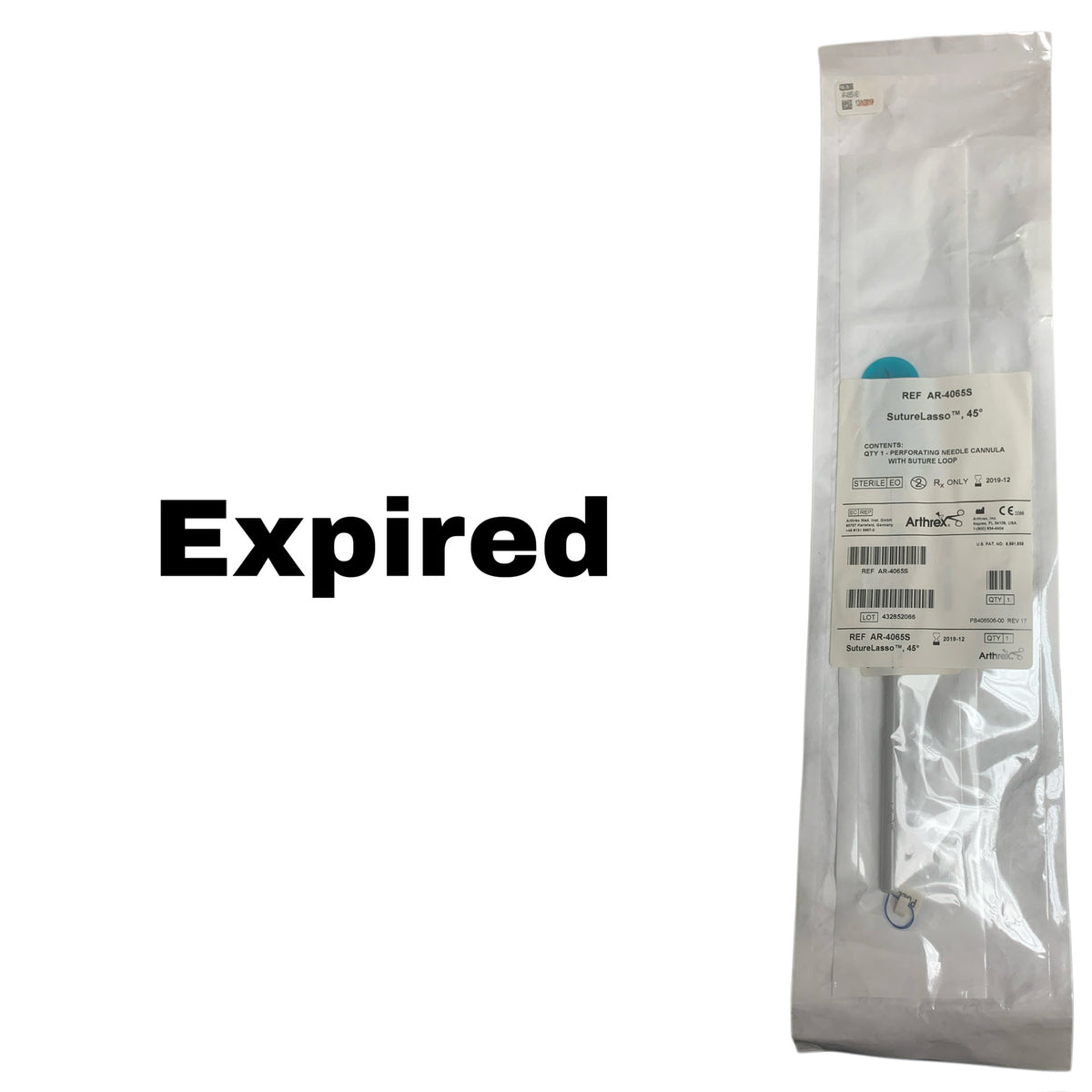 ARTHREX AR-4065S SutureLasso 45° Perforating Needle Cannula, EXP 2019-12
