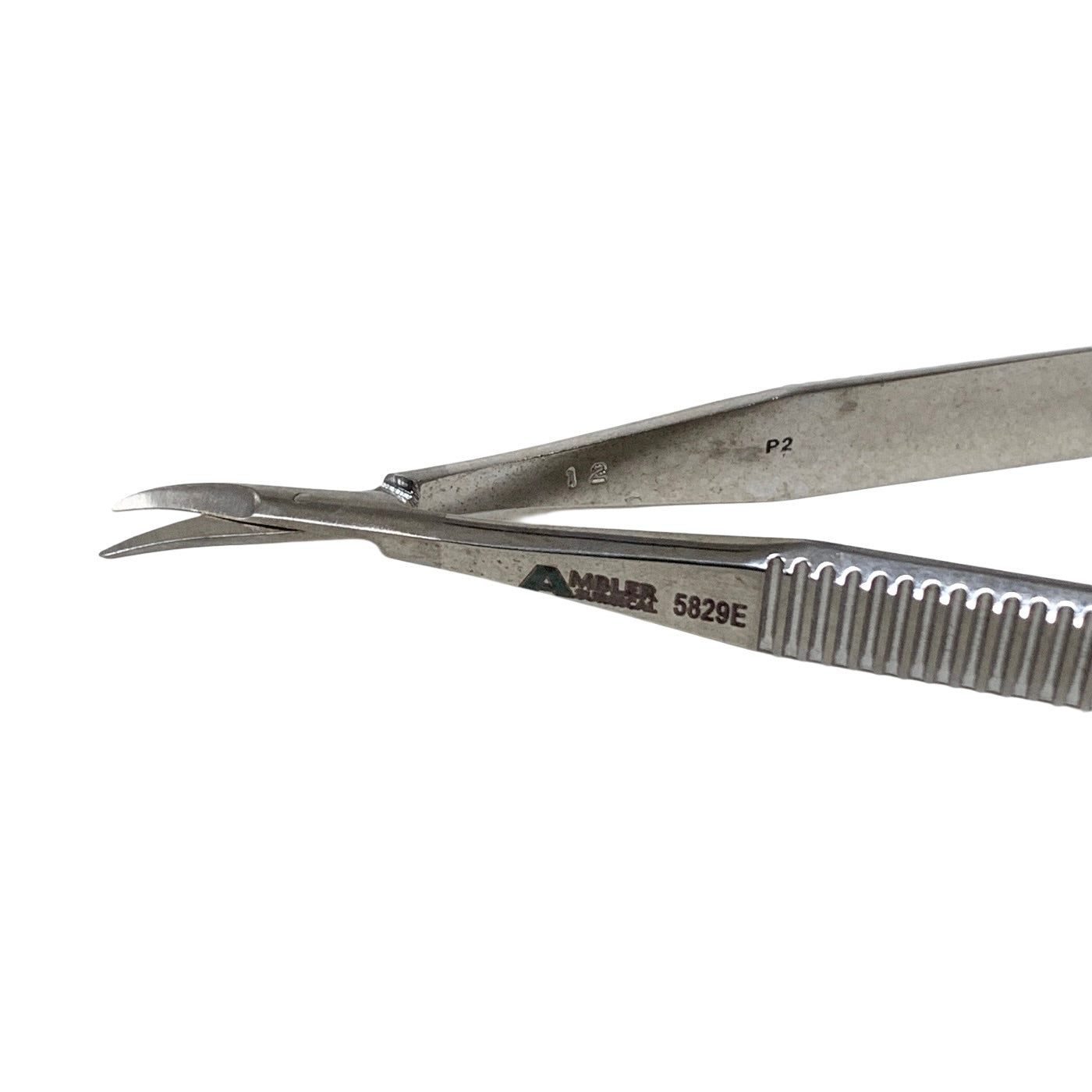 AMBLER REF 5829E Castroviejo corneal scissors 4 1/4'',mini model, curved left 11.0mm blades, blunt tips, flat handle