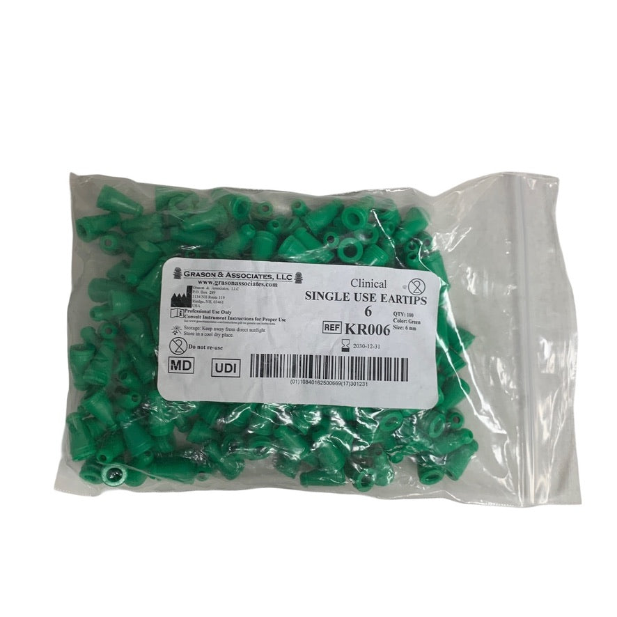 GRASON AND ASSOCIATES LLC KR006 Clinical Single Use Eartips 6 mm Pack Of 100 Pcs  Exp 2030 12