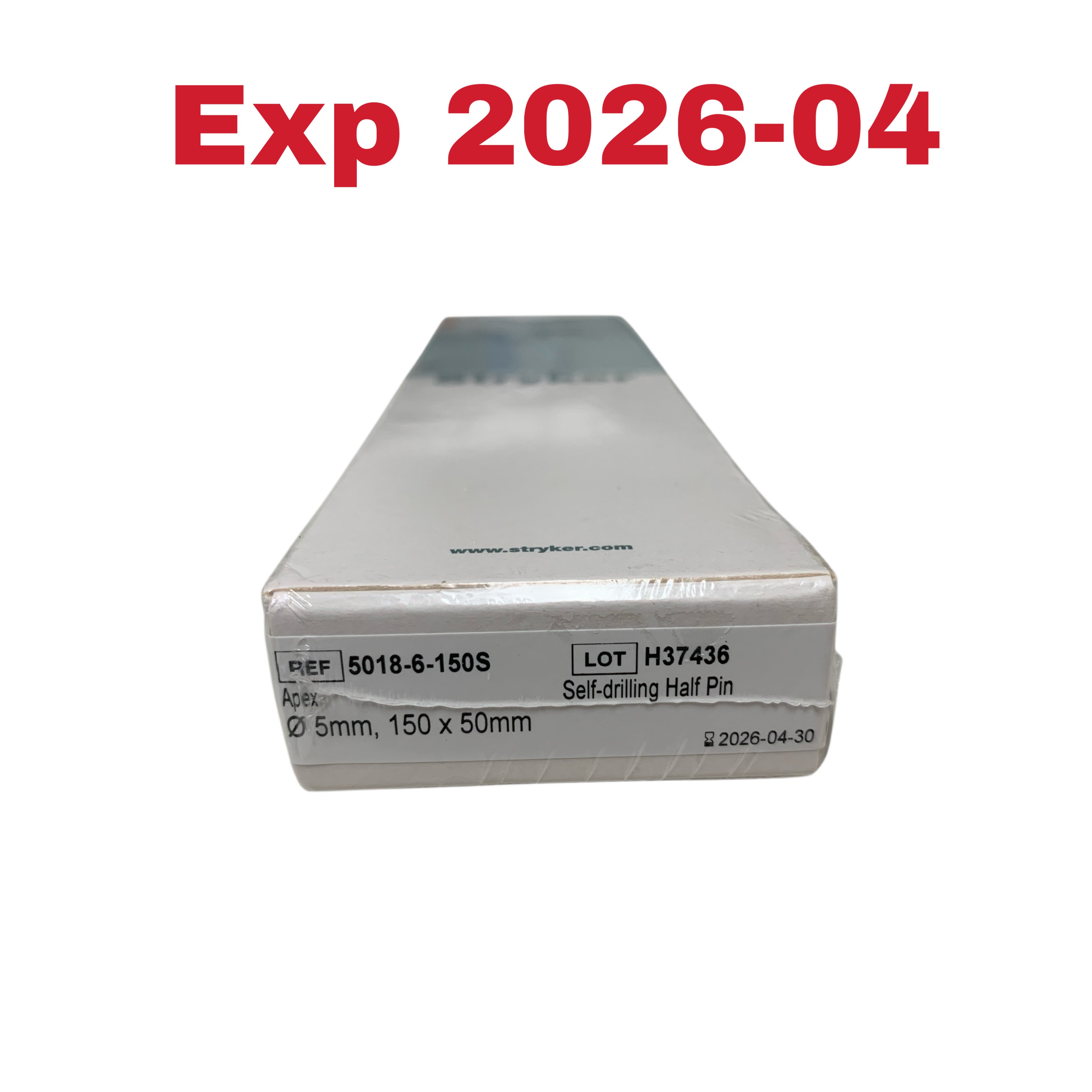 STRYKER REF 5018-6-150S Apex Self Drilling Half Pin 5mm, 150 x 50mm Exp 2026 04