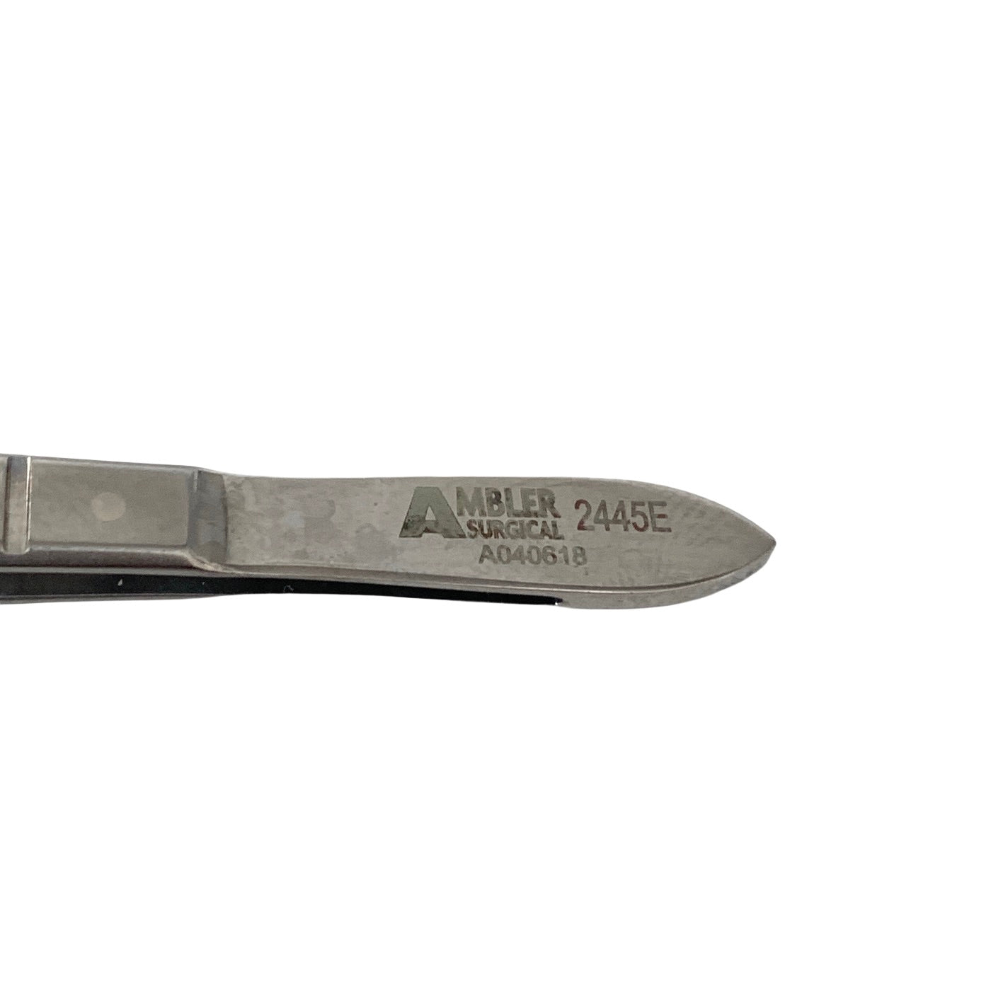 AMBLER REF 2445E McPherson tying forceps 3 3/8'',angled shafts, 4.0mm from bend to tip, 4.0mm tying platforms, narrow serrated flat handle
