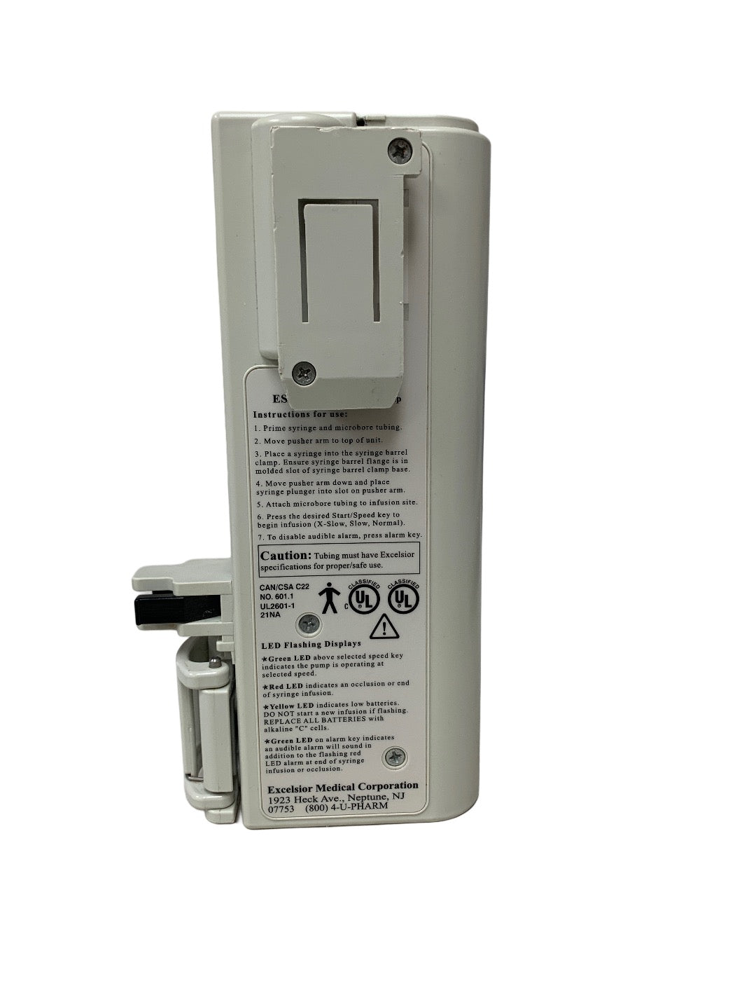 EXCELSIOR ESP60 Syringe Pump Medical Infusion Device with Pole Mount Clamp