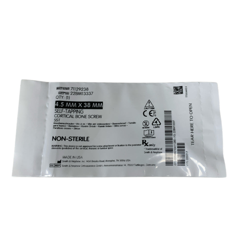 SMITH & NEPHEW 71129238 4.5 MM X 38 MM Self Tapping Cortical Bone Screw SST Non Sterile