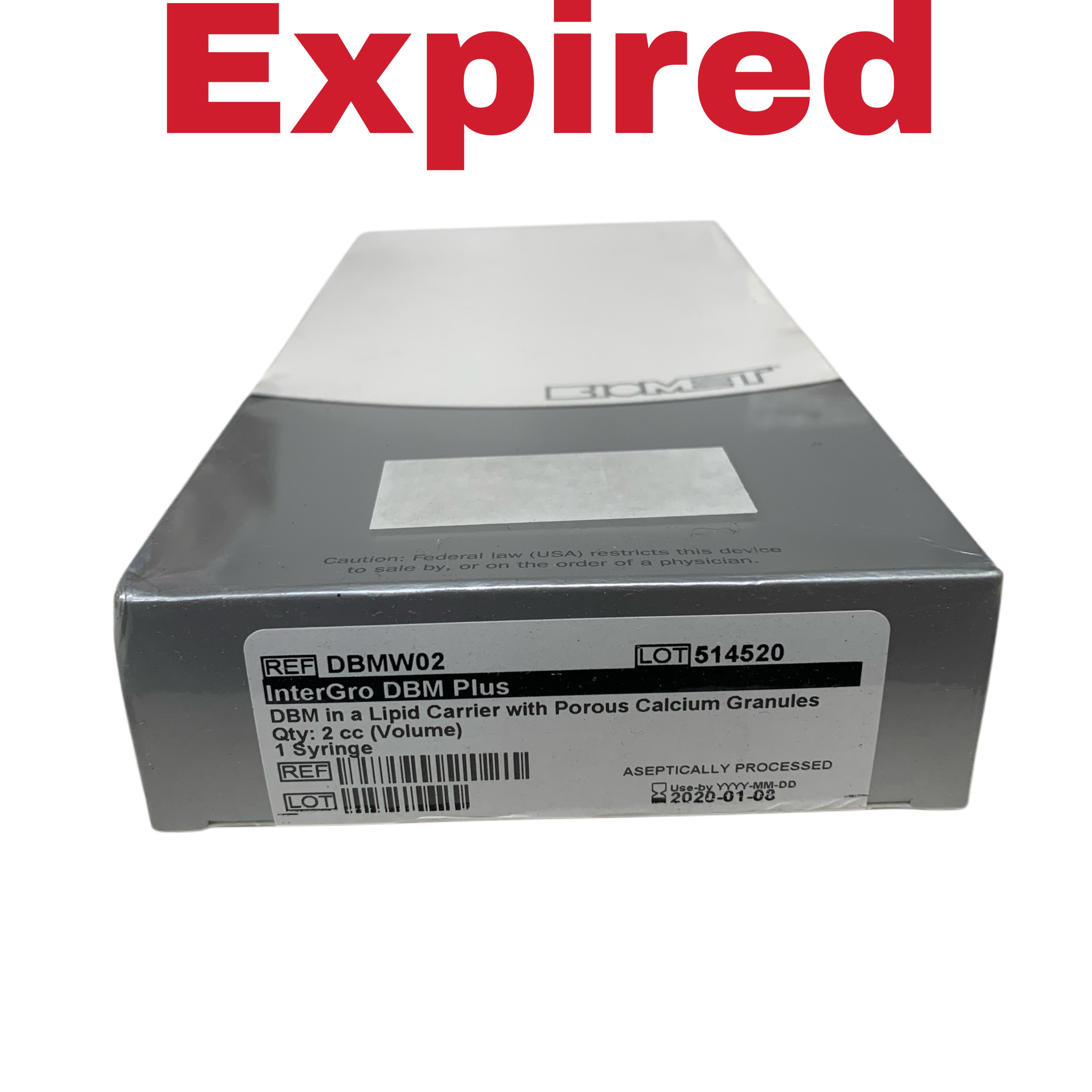 ZIMMER BIOMET REF DBMW02 InterGro DBM Plus 2 cc Exp 2020 01