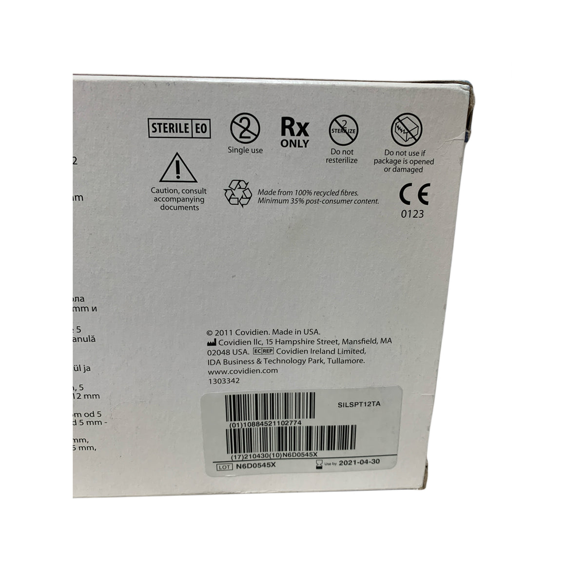 COVIDIEN SILSPT12TA SILS Port Flexible Port 5 mm-12 mm Exp 2021 04