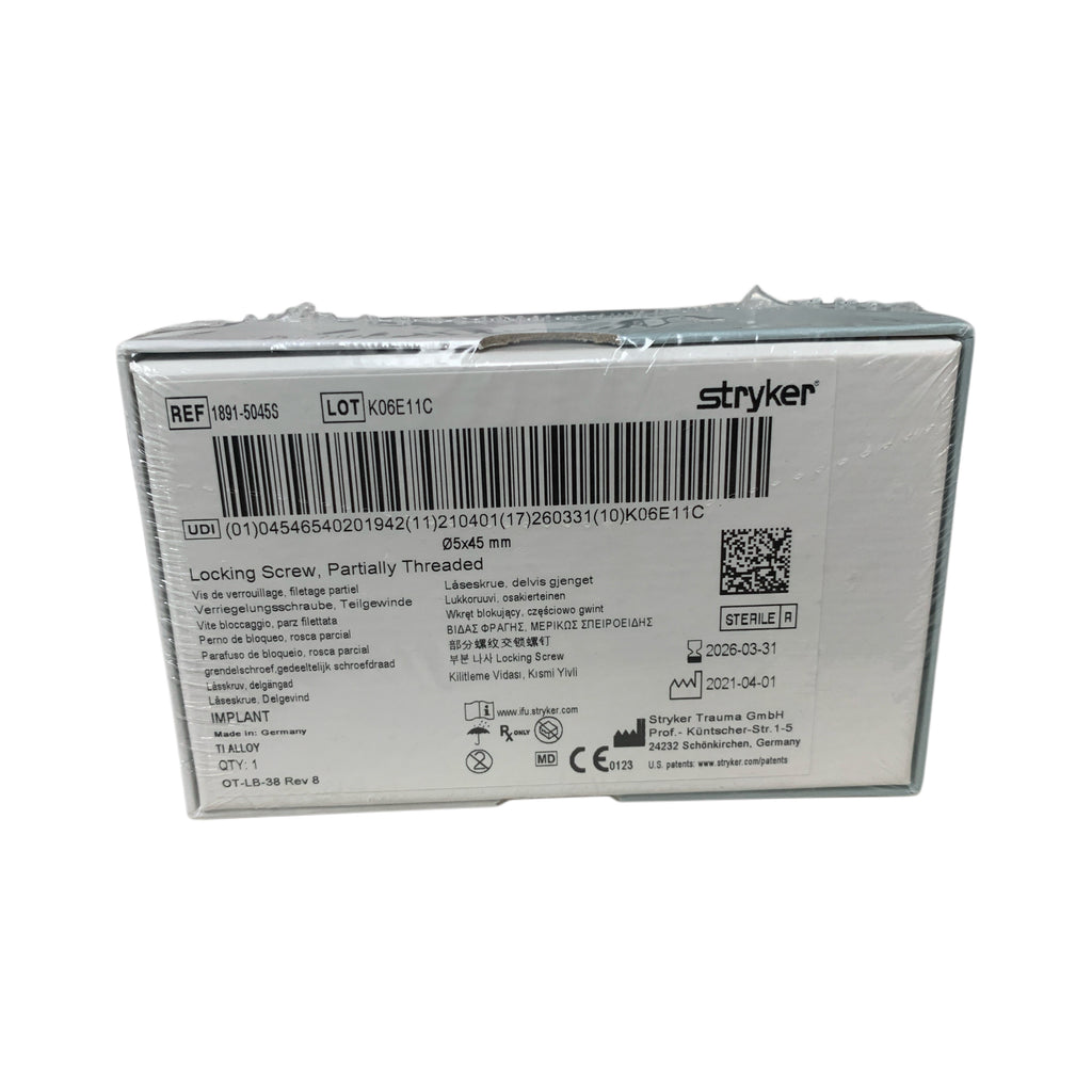 STRYKER REF 1891-5045S Locking Screw Partially Threaded 5x45 mm Exp 2026 03