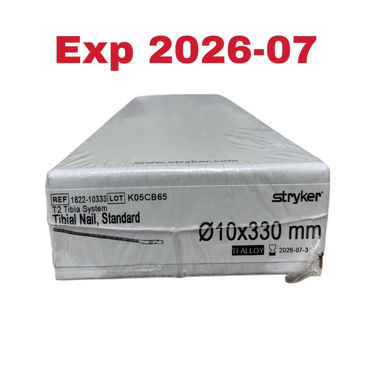 STRYKER 1822-1033S T2 Tibia System Tibial Nail Standard 10x330 mm Exp 2026 07