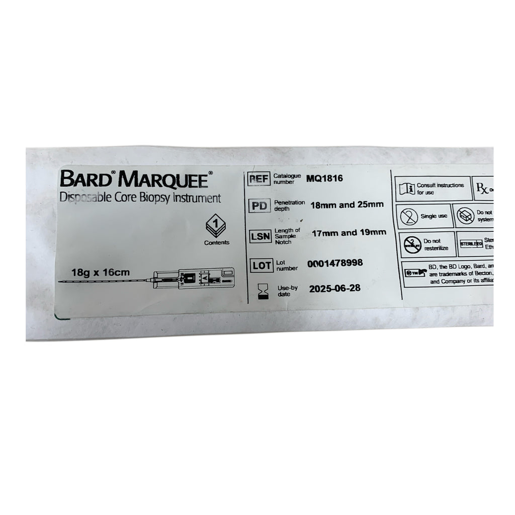 BARD MQ1816 MARQUEE Disposable Core Biopsy Instrument 18g x 16cm Exp 2025 06