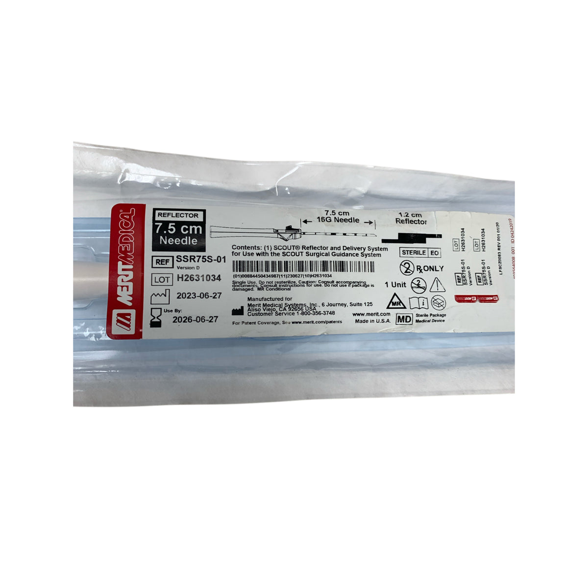 MERIT MEDICAL SSR75S-01 SCOUT Reflector and Delivery System 7.5cm 16G Needle Exp 2026 06