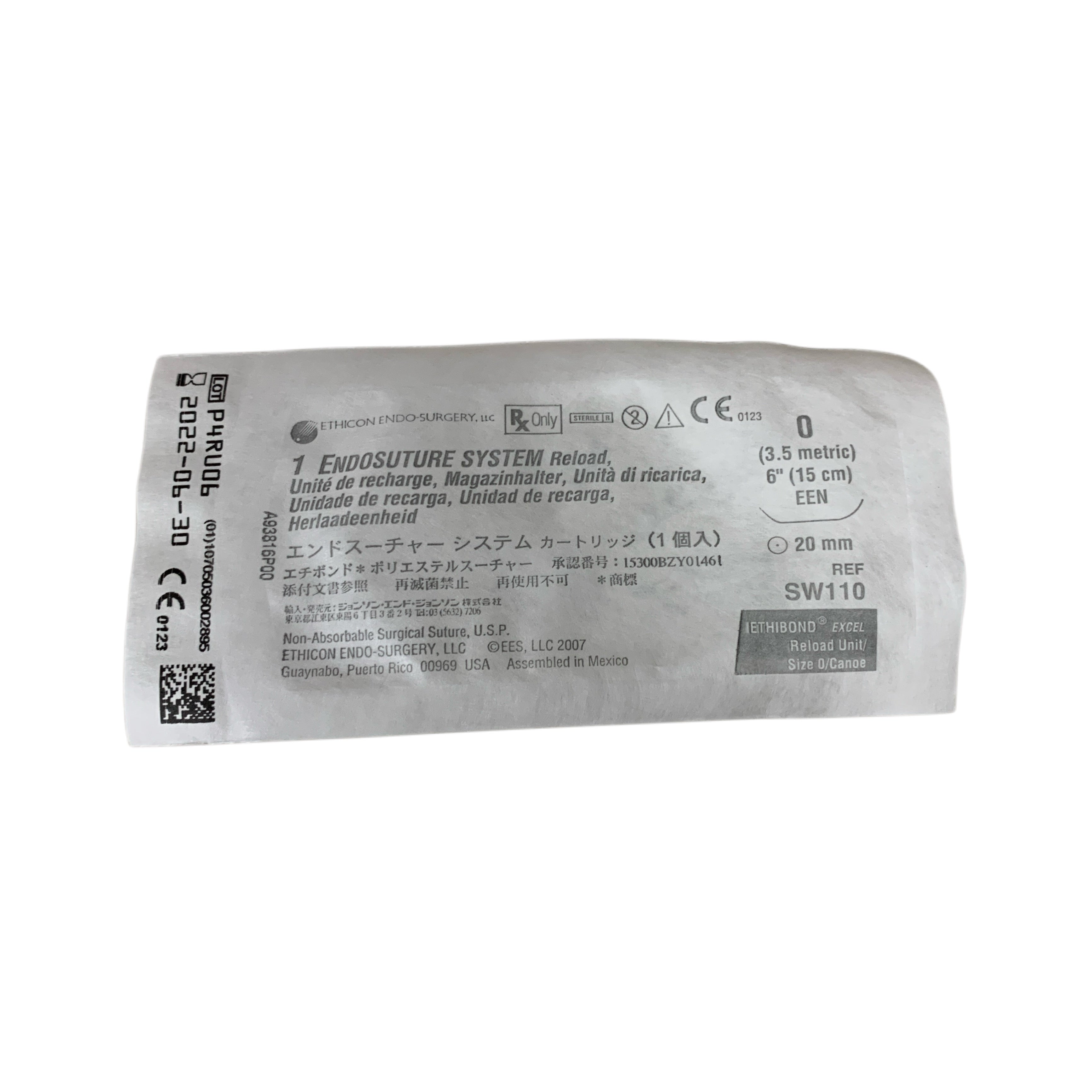 ETHICON SW110 Endosuture Reload Ethibond Excel Size 0 Canoe 6in 20mm Exp 2022 06