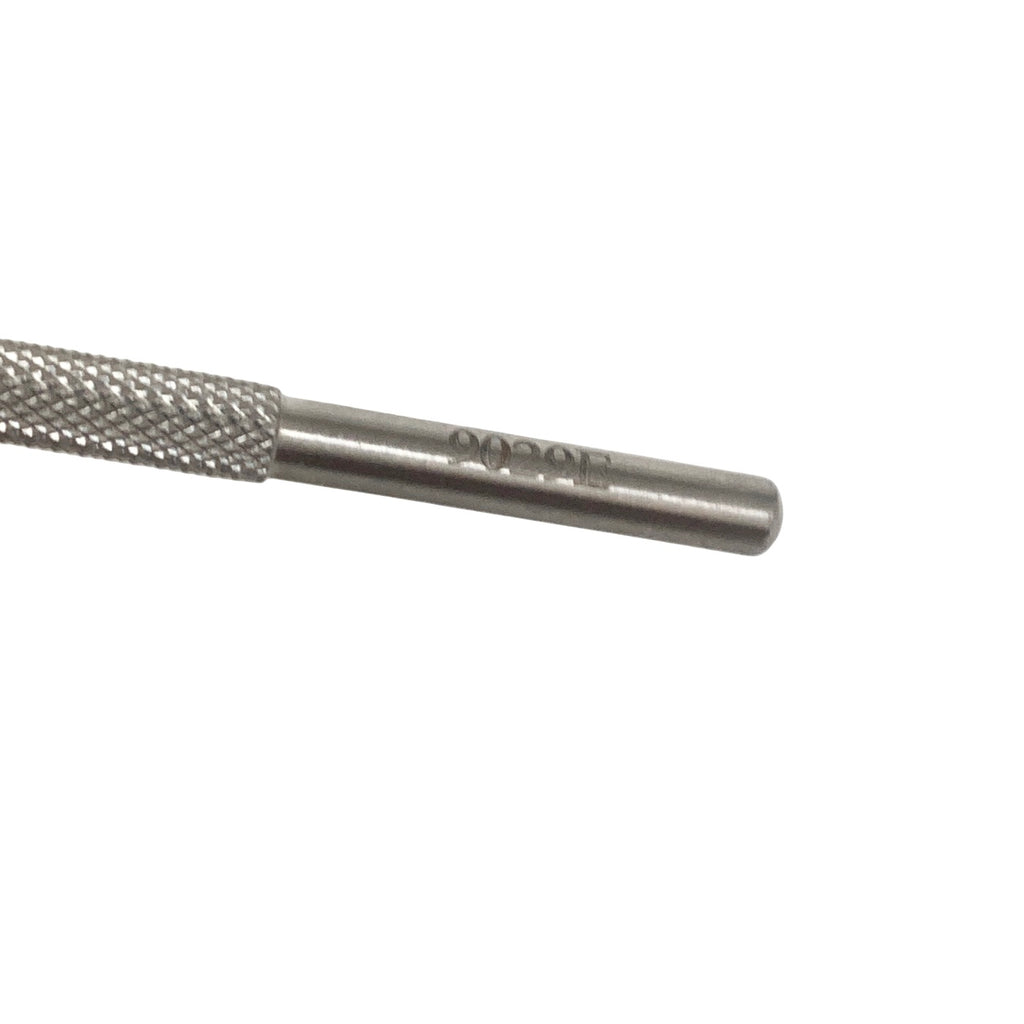 AMBLER REF 9029E Lester lens manipulator 4 1/2'',angled shaft, 10.0mm from bend to tip, 0.25mm hourglass-shaped tip, round handle