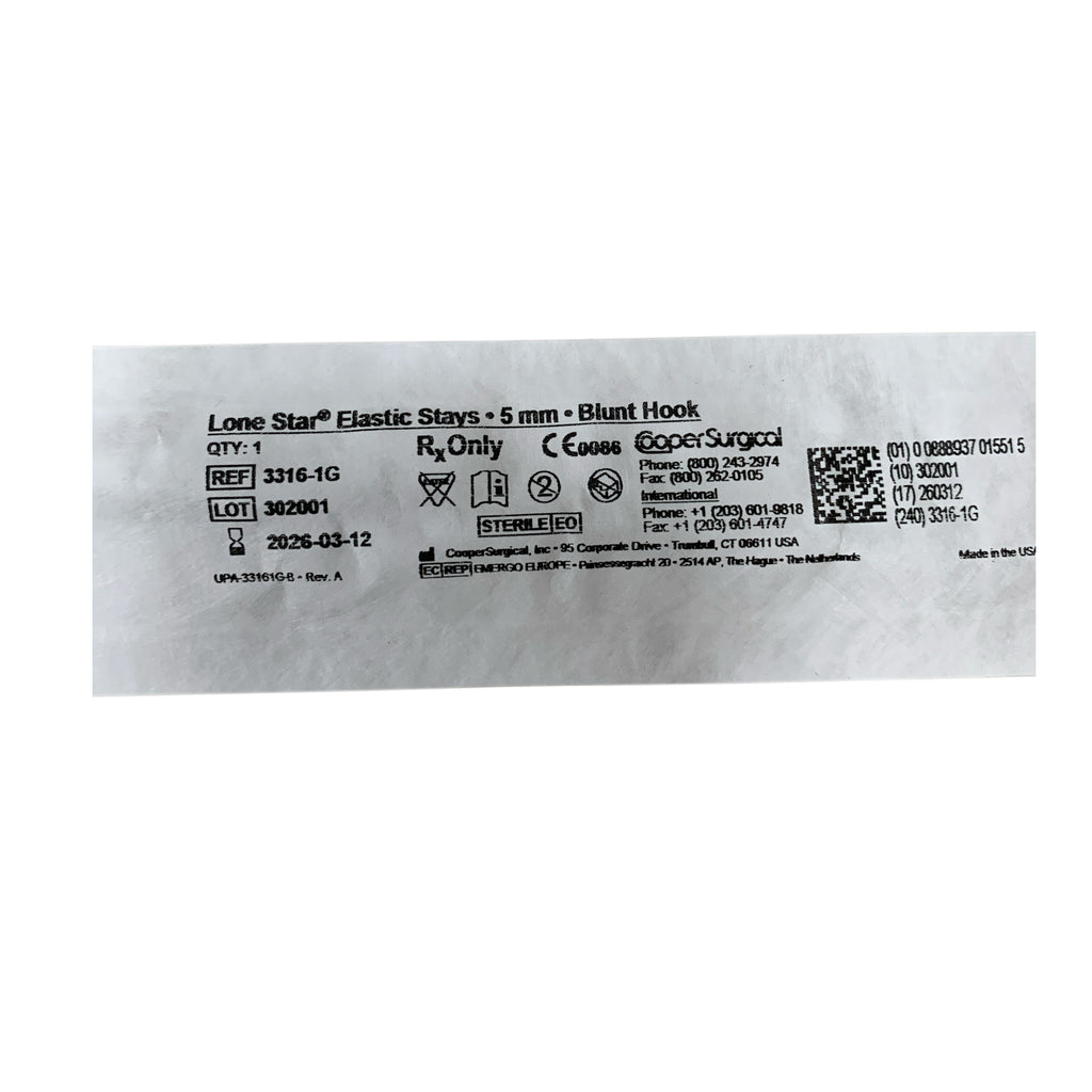 COOPER SURGICAL 3316-1G Lone Star Elastic Stays 5 mm Blunt Hook Exp 2026 03