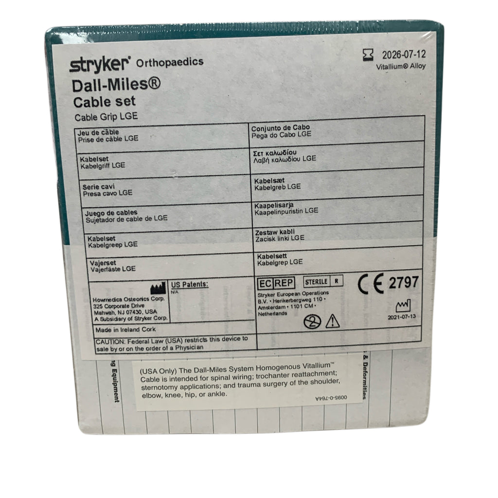 STRYKER 6704-0-310 Dall-Miles Cable set Cable Grip LGE 2.0mm Exp 2026 07