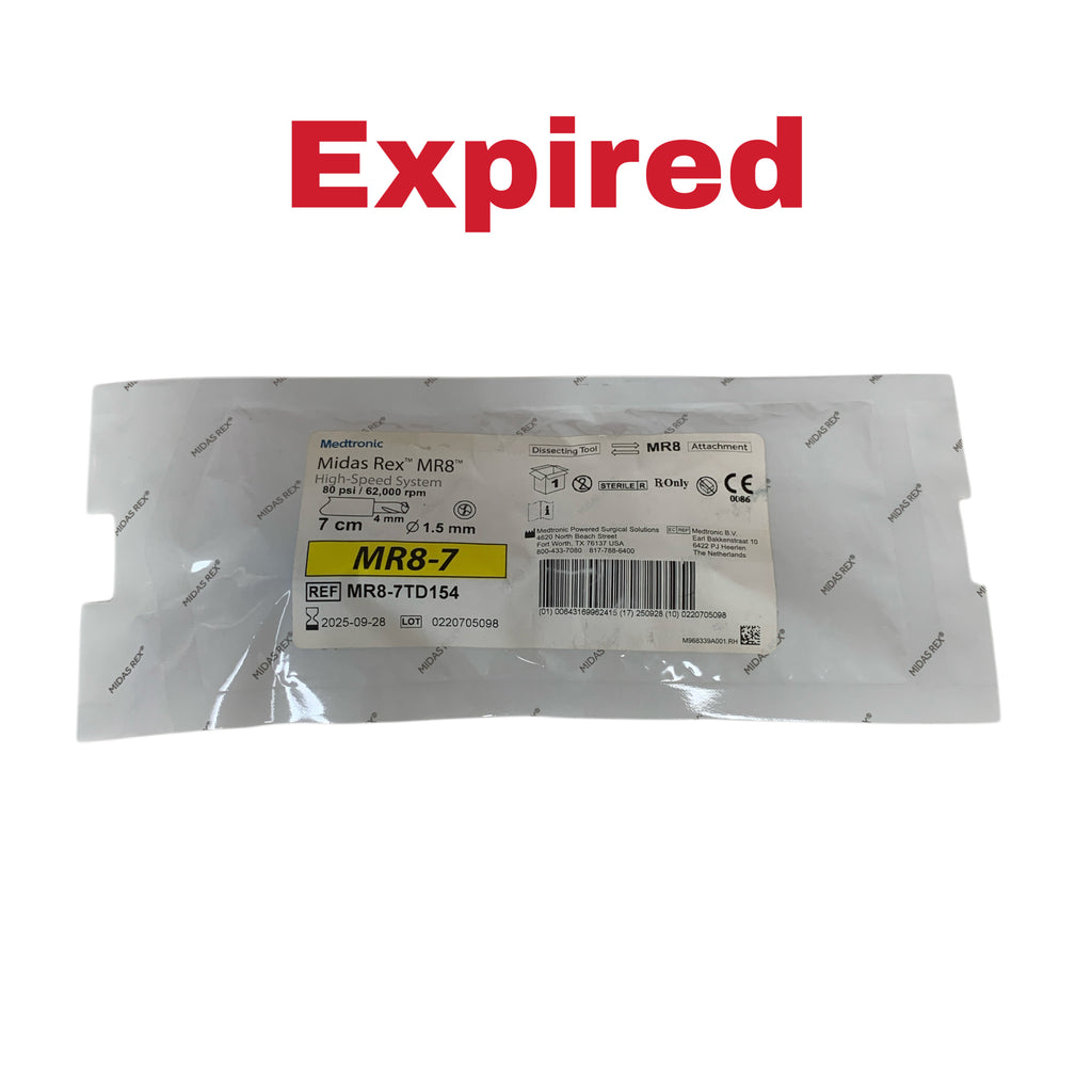 MEDTRONIC REF MR8-7TD154 Midas Rex MR8 High-Speed System Dissecting Tool Attachment MR8-7 7cm 4mm 1.5mm, Exp.2025/09